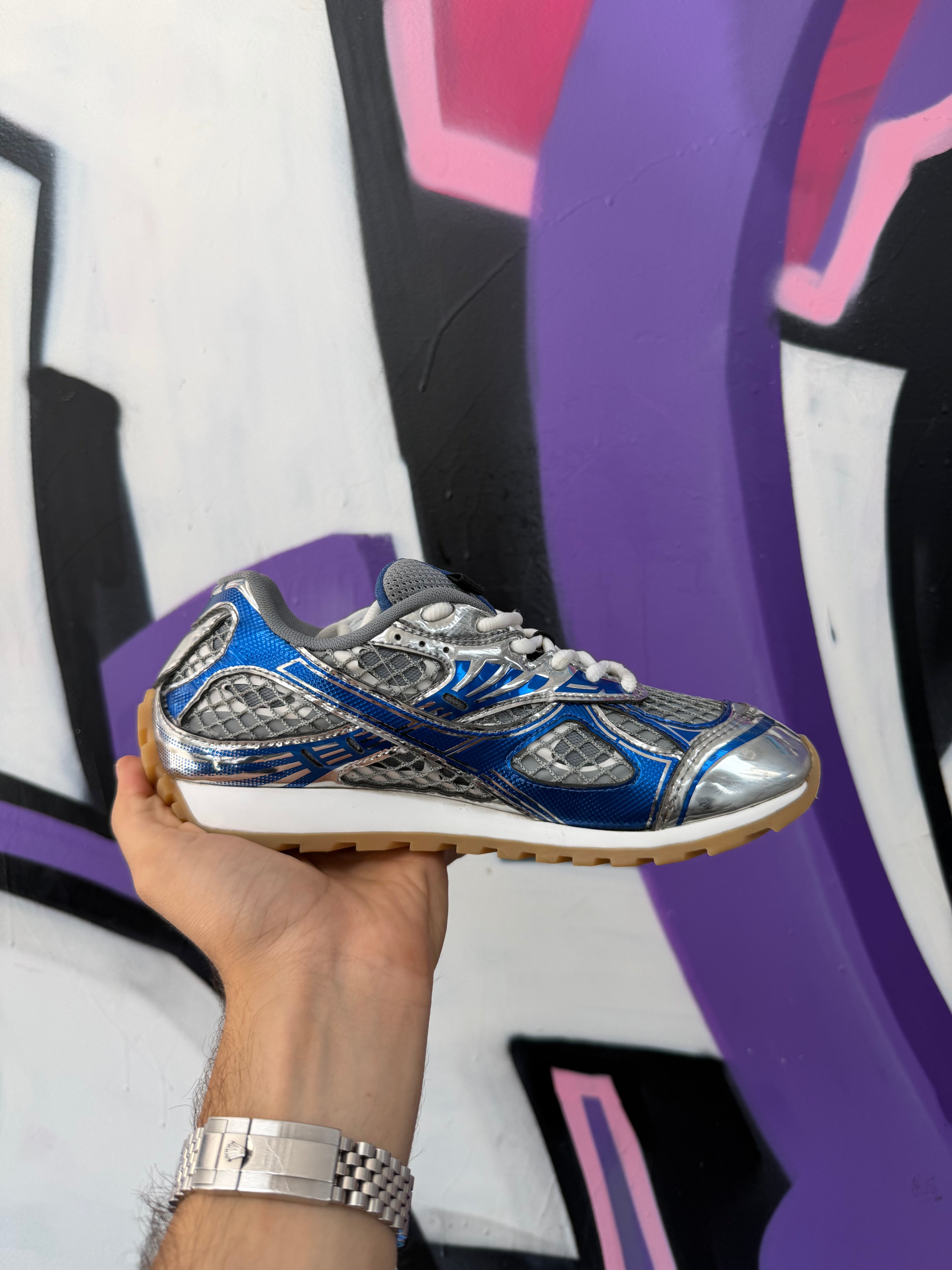 Bottega Veneta Blue Silver Orbit Sneakers