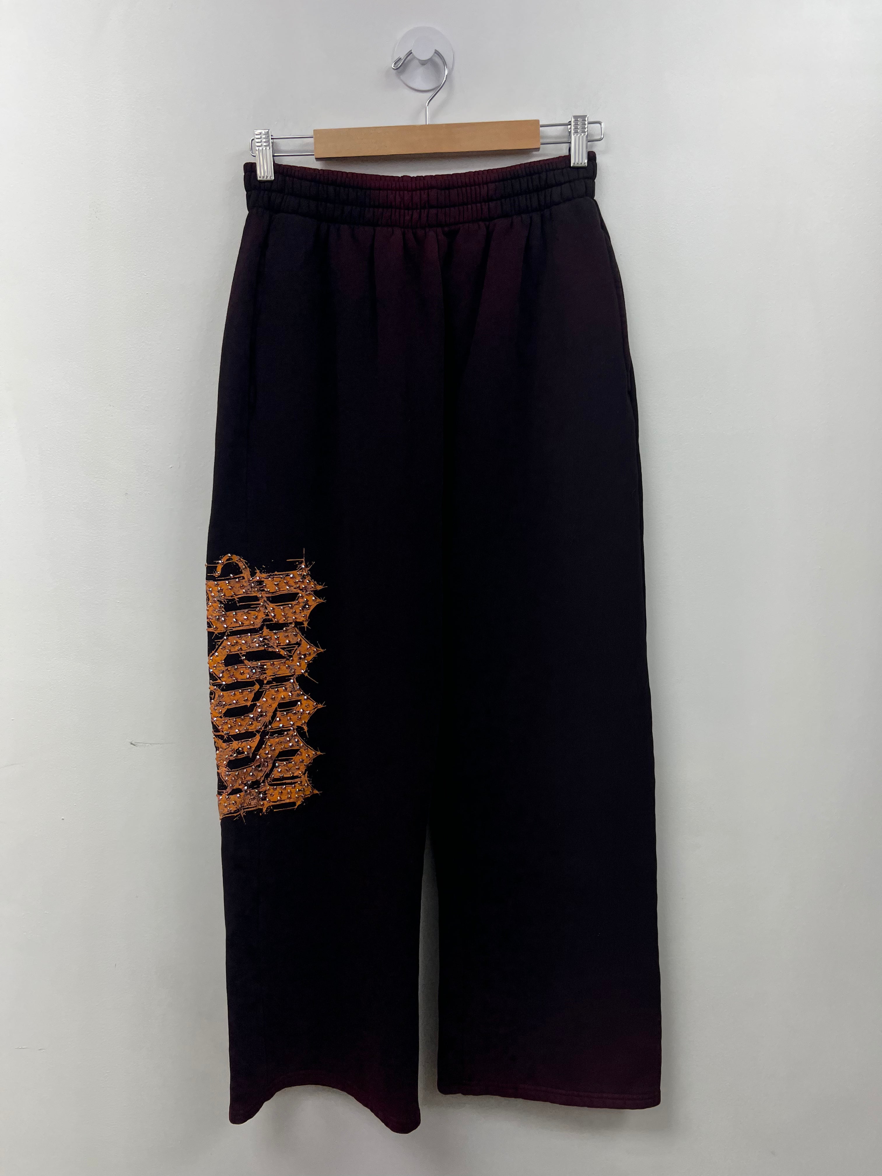 Bossi Maroon Black Orange Logo Rhinestone Sweats