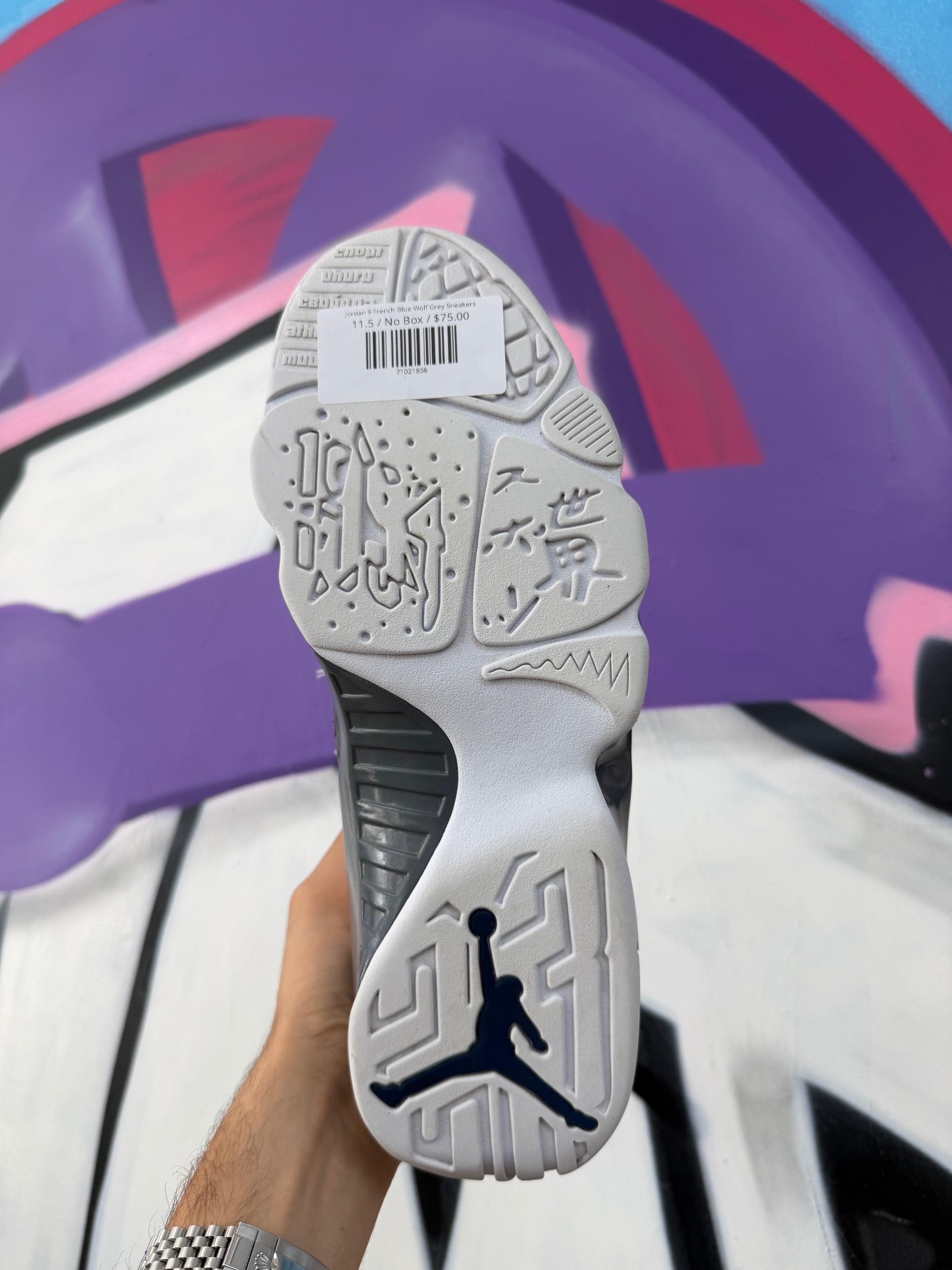 Jordan 9 French Blue Wolf Grey Sneakers