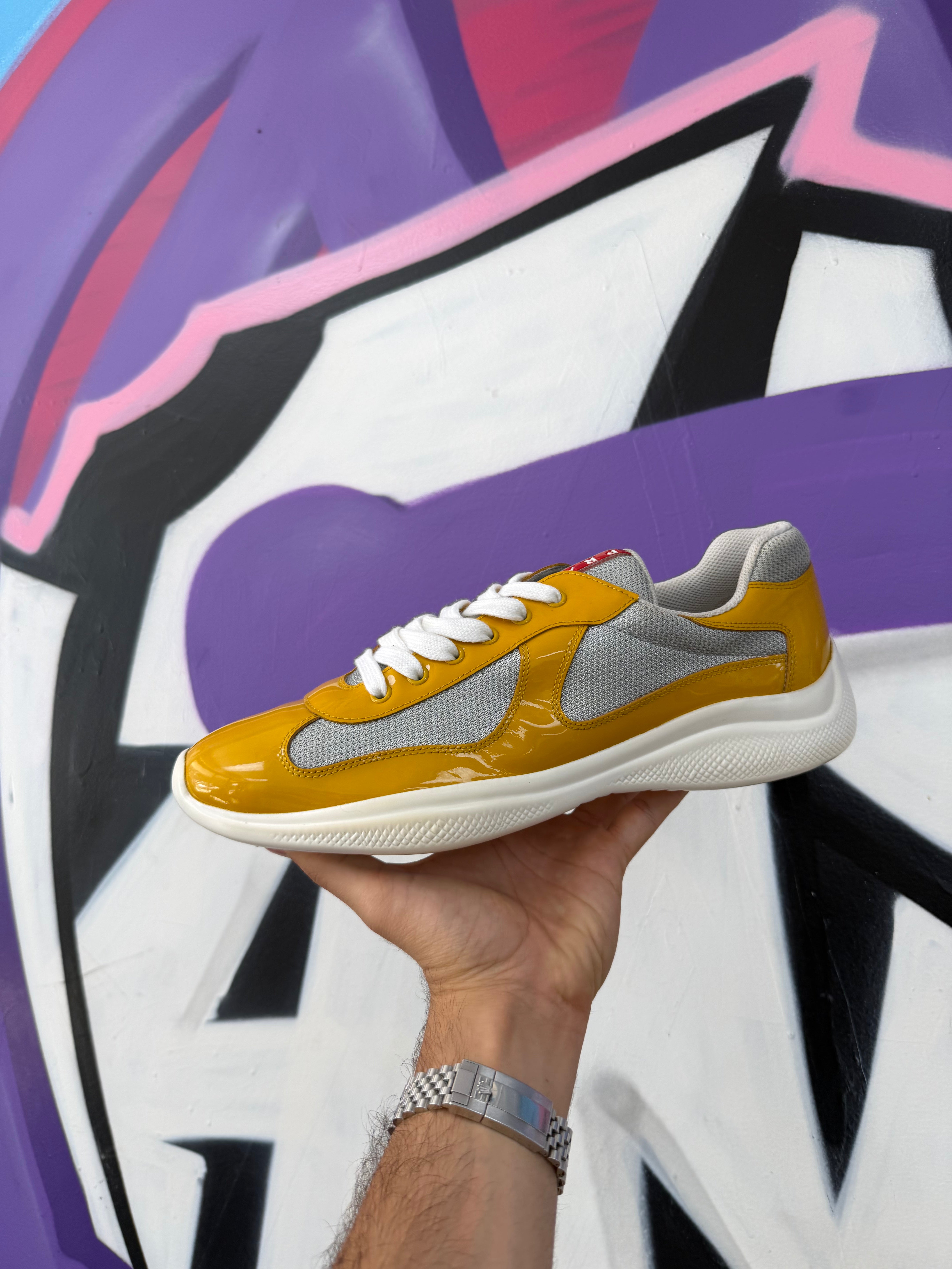 Prada Yellow White Cups Sneakers