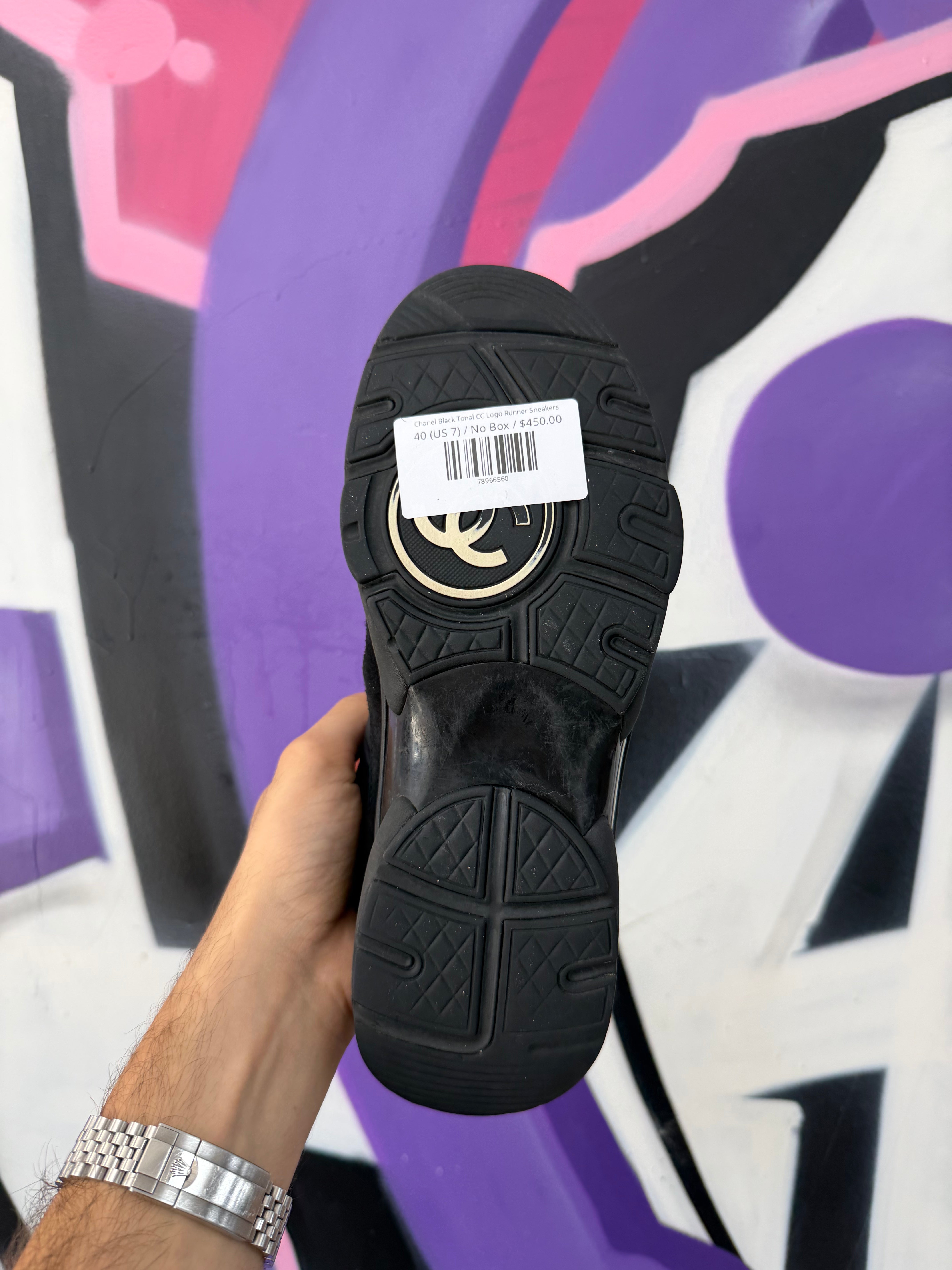 Chanel Black Tonal CC Logo Runner Sneakers