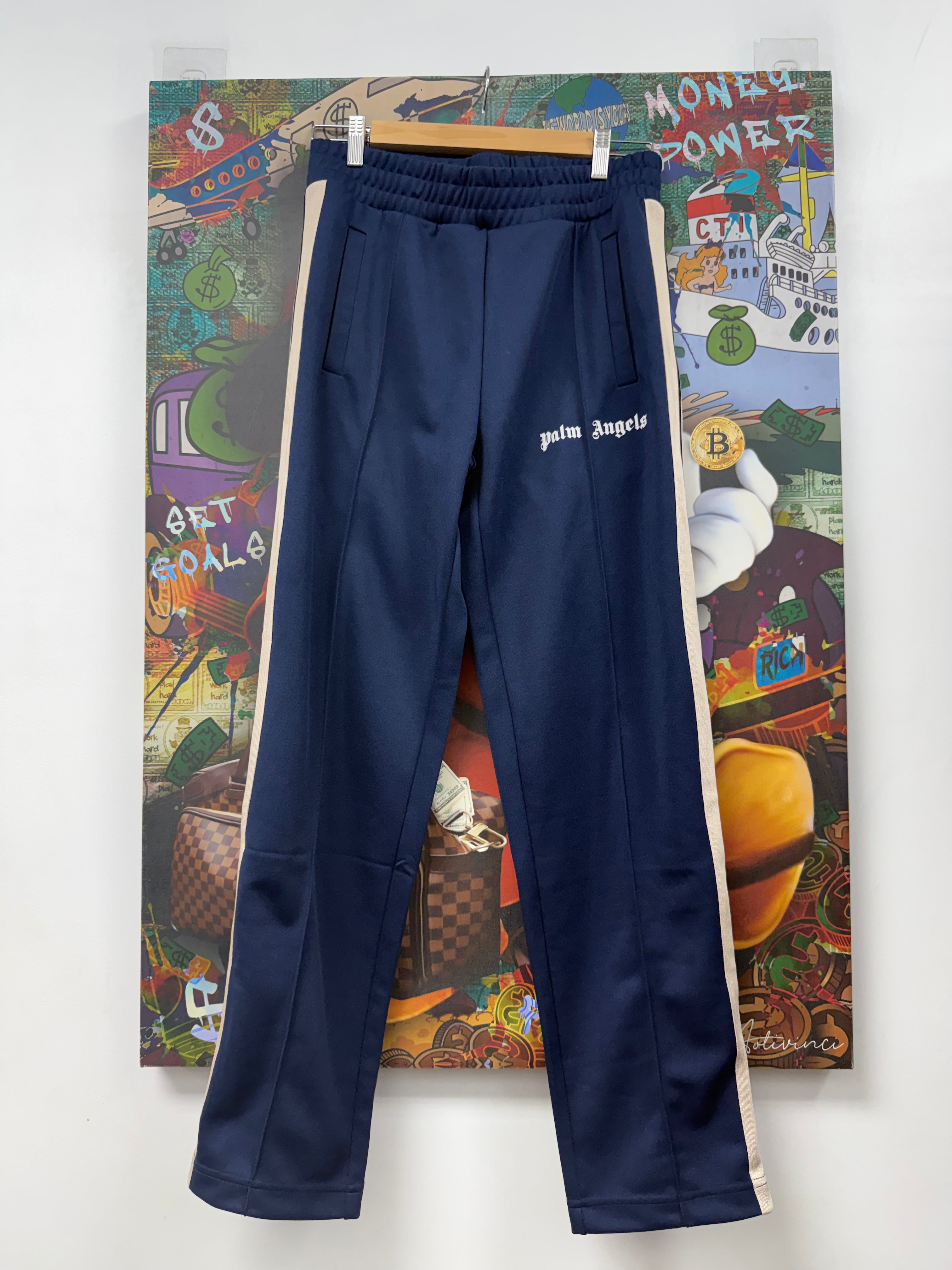 Palm Angels Navy Cream Track Pants