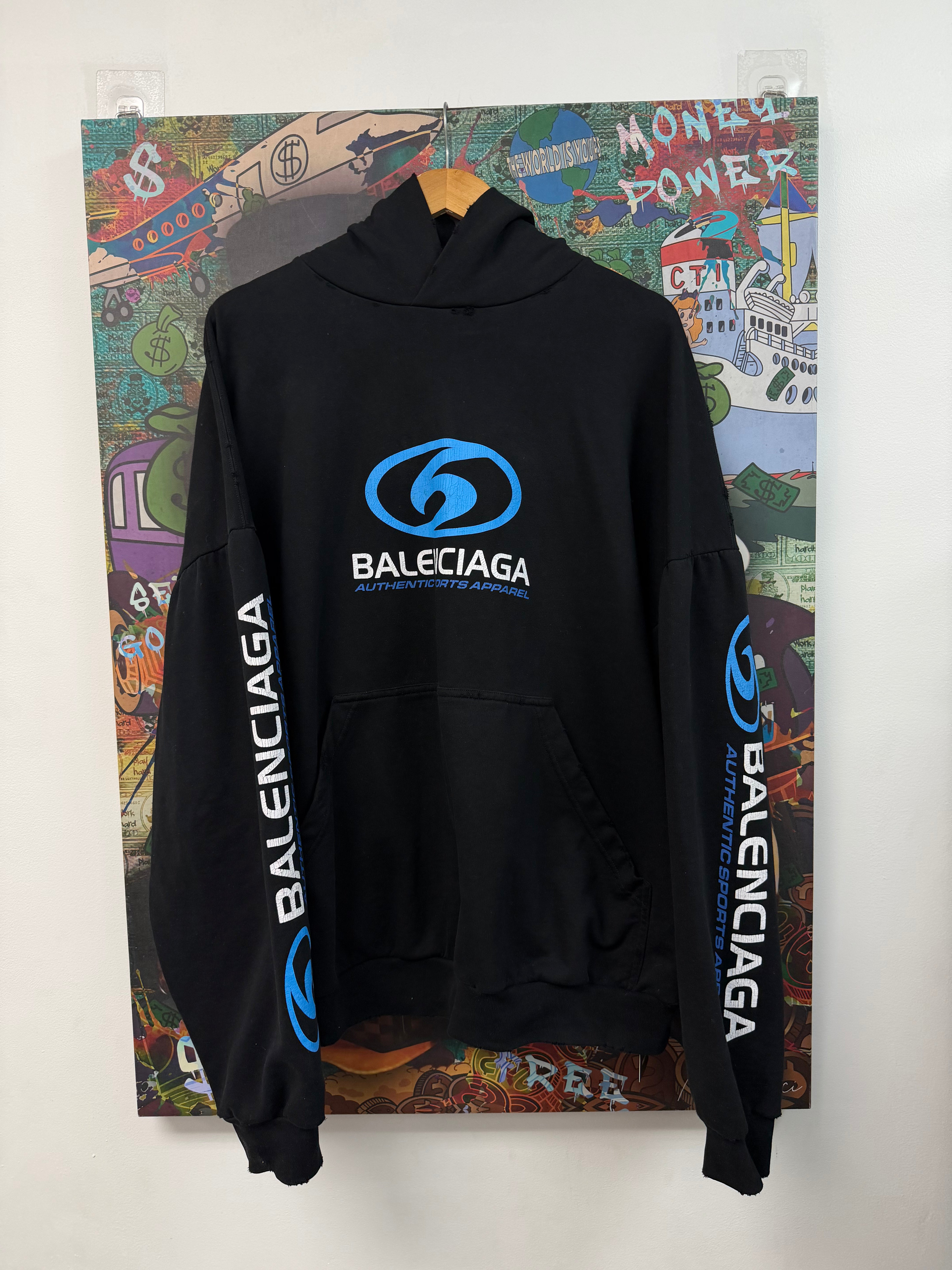 Balenciaga Black Distressed Surfer Hoodie