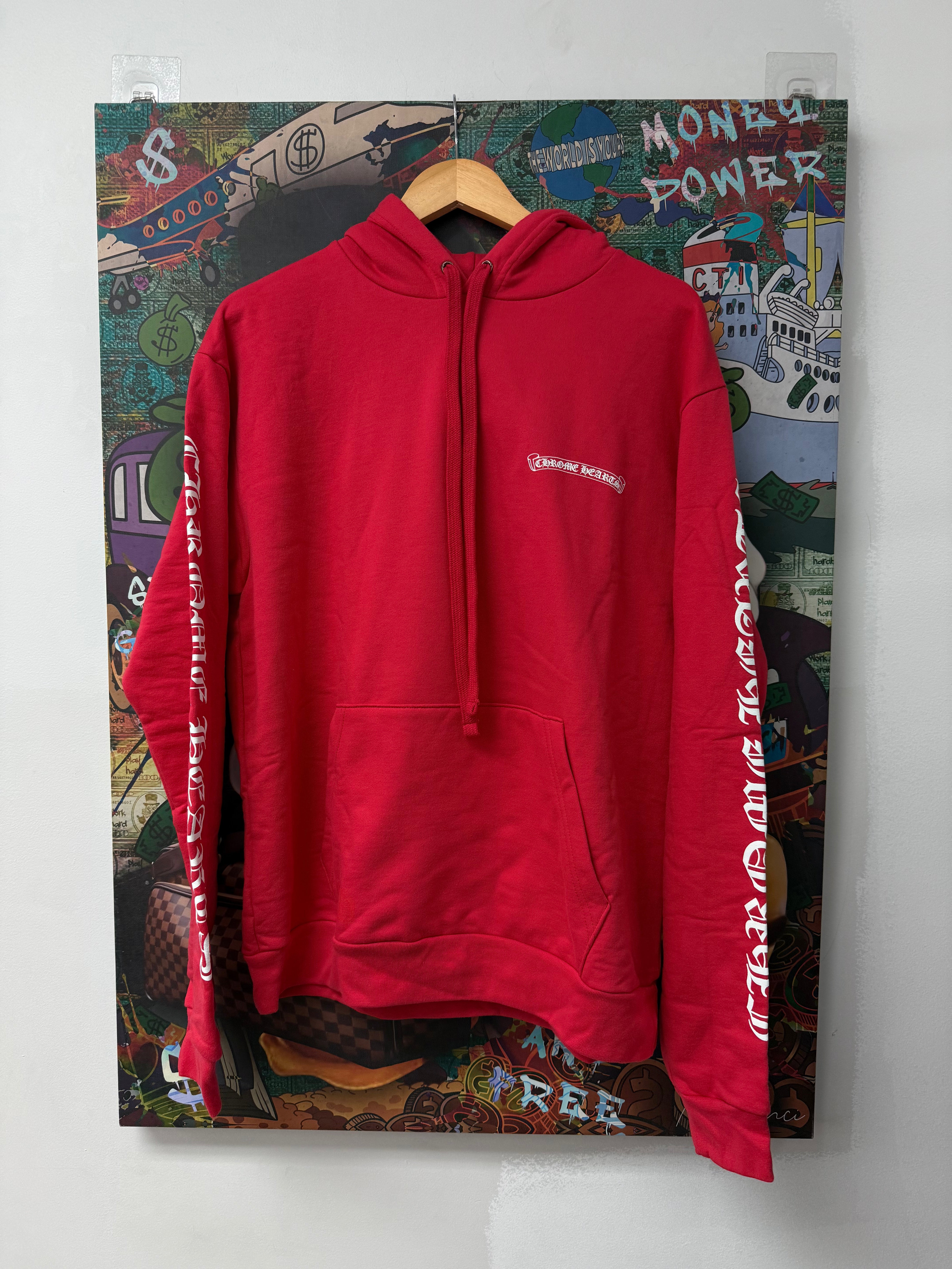 Chrome Hearts Red Scroll Logo Hoodie New Medium