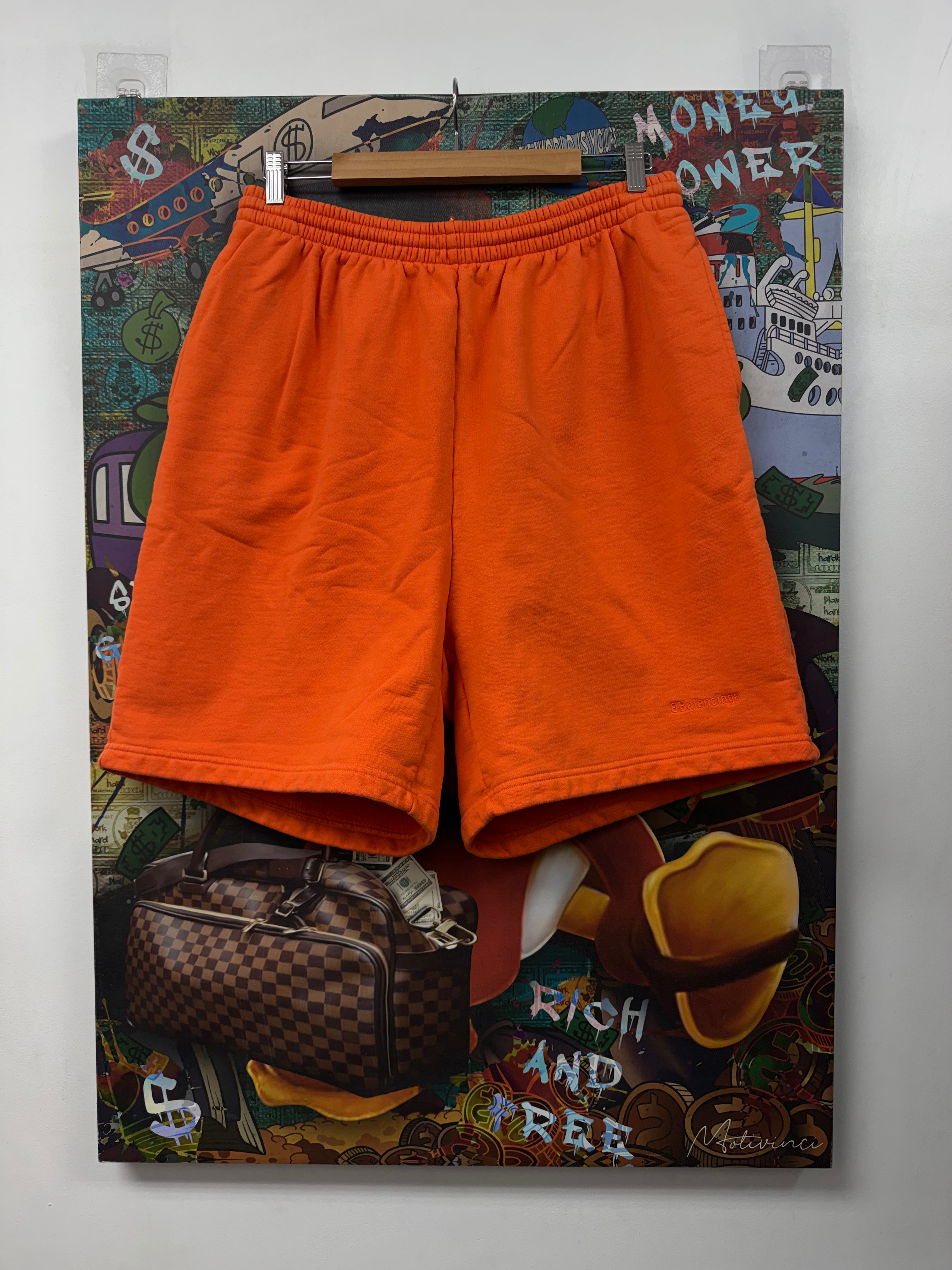 Balenciaga Orange BB Logo Shorts