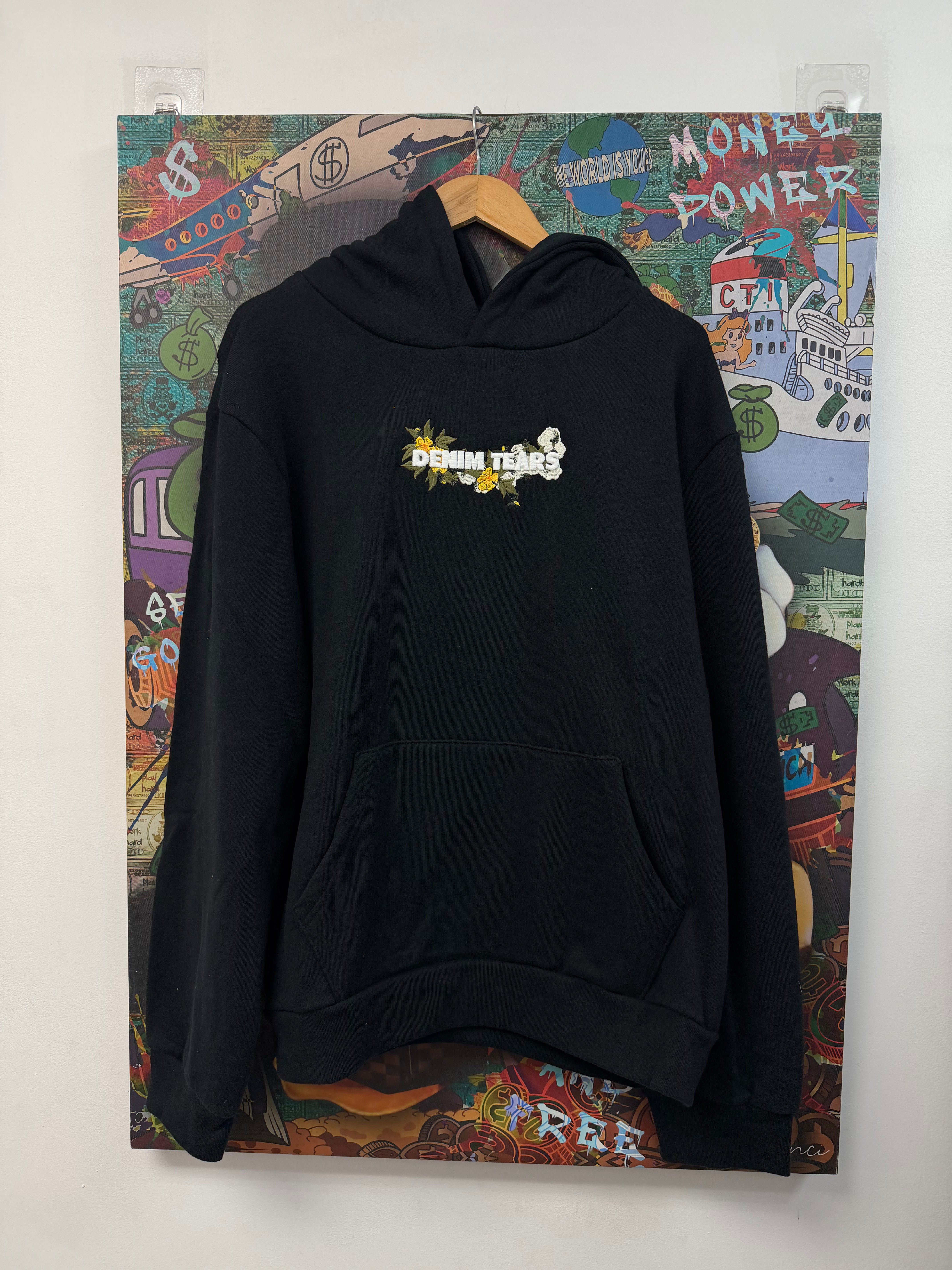 Denim Tears Black Embroidered Floral Hoodie
