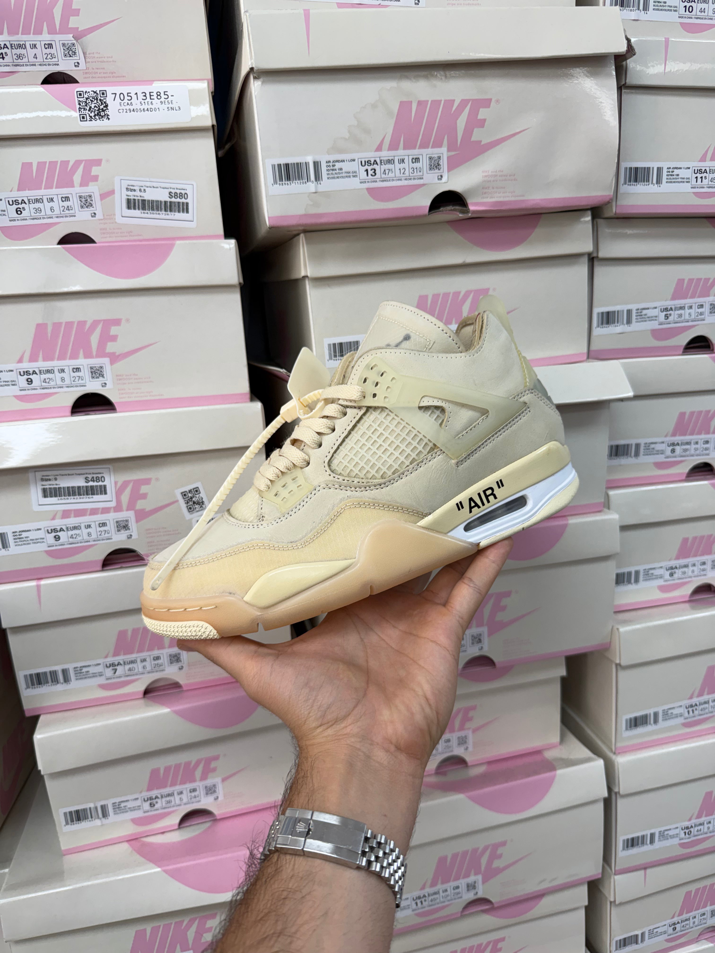 Jordan 4 Off White Sail Sneakers