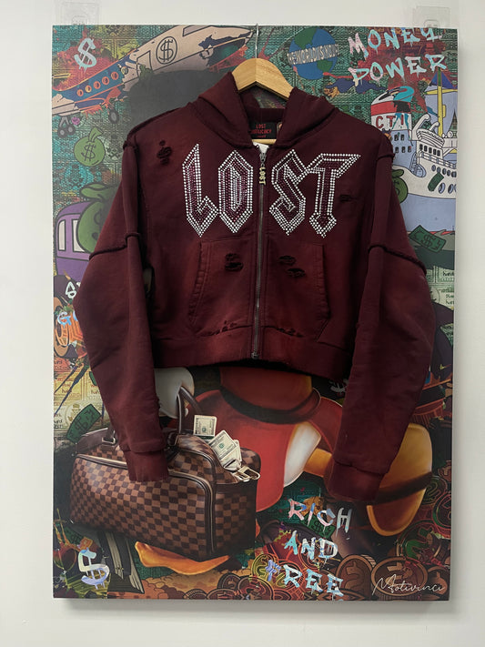 Lost Intricacy Burgundy Zip Up Women's Used