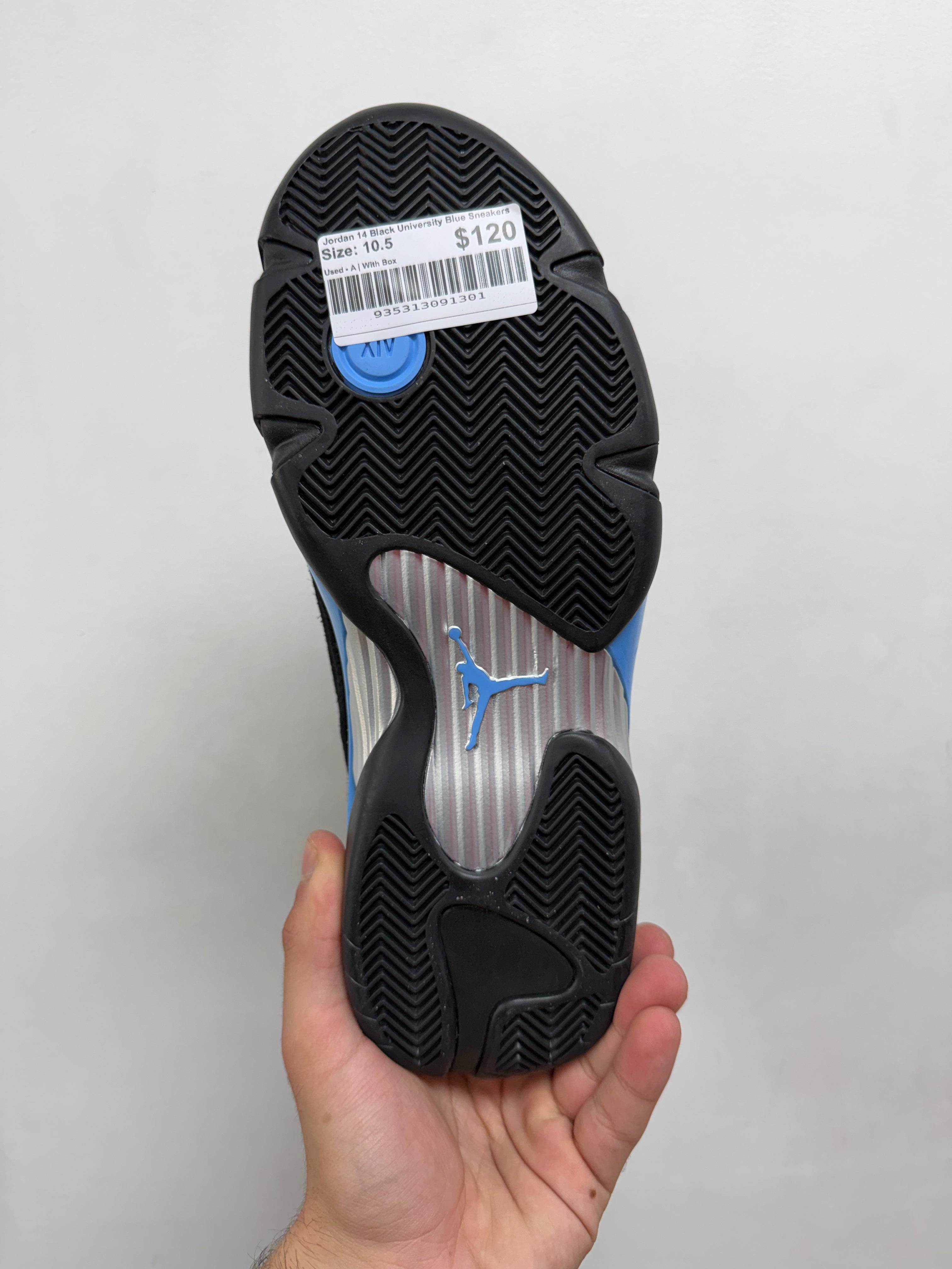 Jordan 14 Black University Blue Sneakers