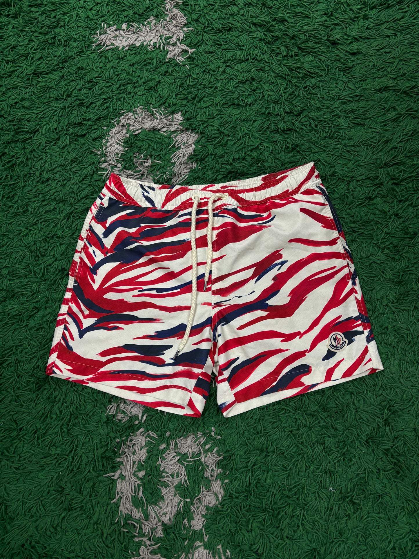 Moncler Swim Trunks Navy Red Cream Used Small N/A