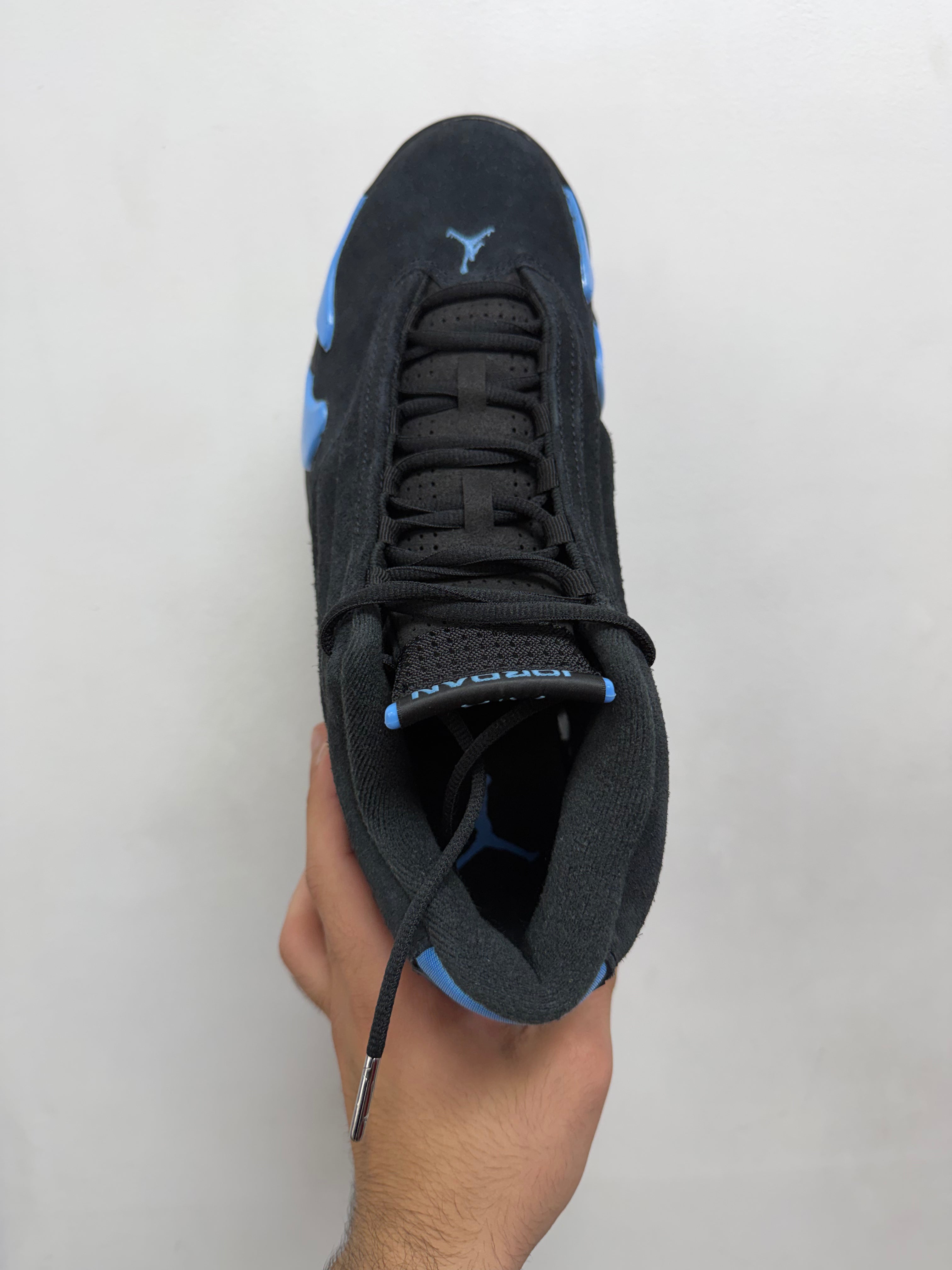 Jordan 14 Black University Blue Sneakers