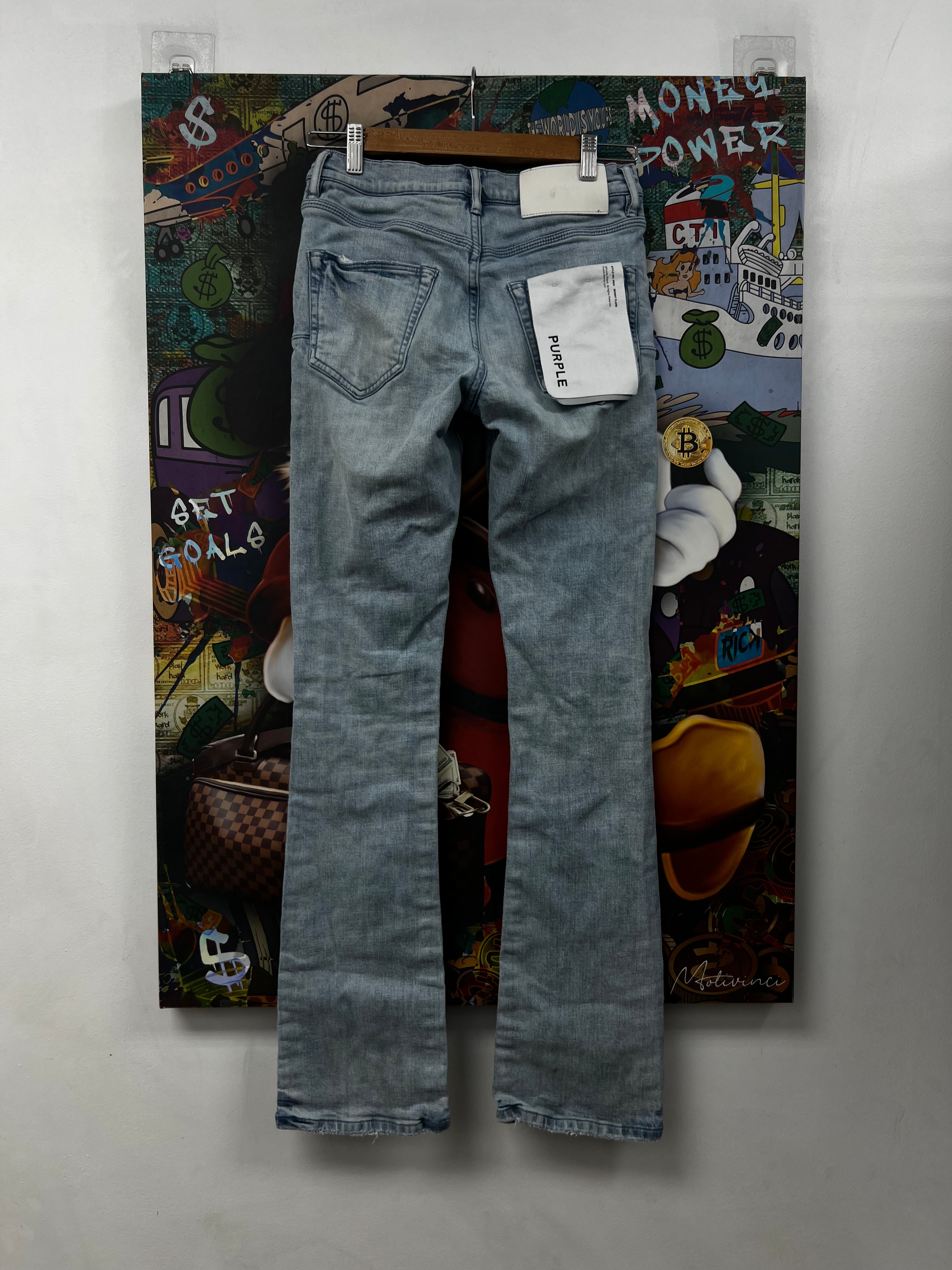 Purple Brand Light Wash White P004 Jeans