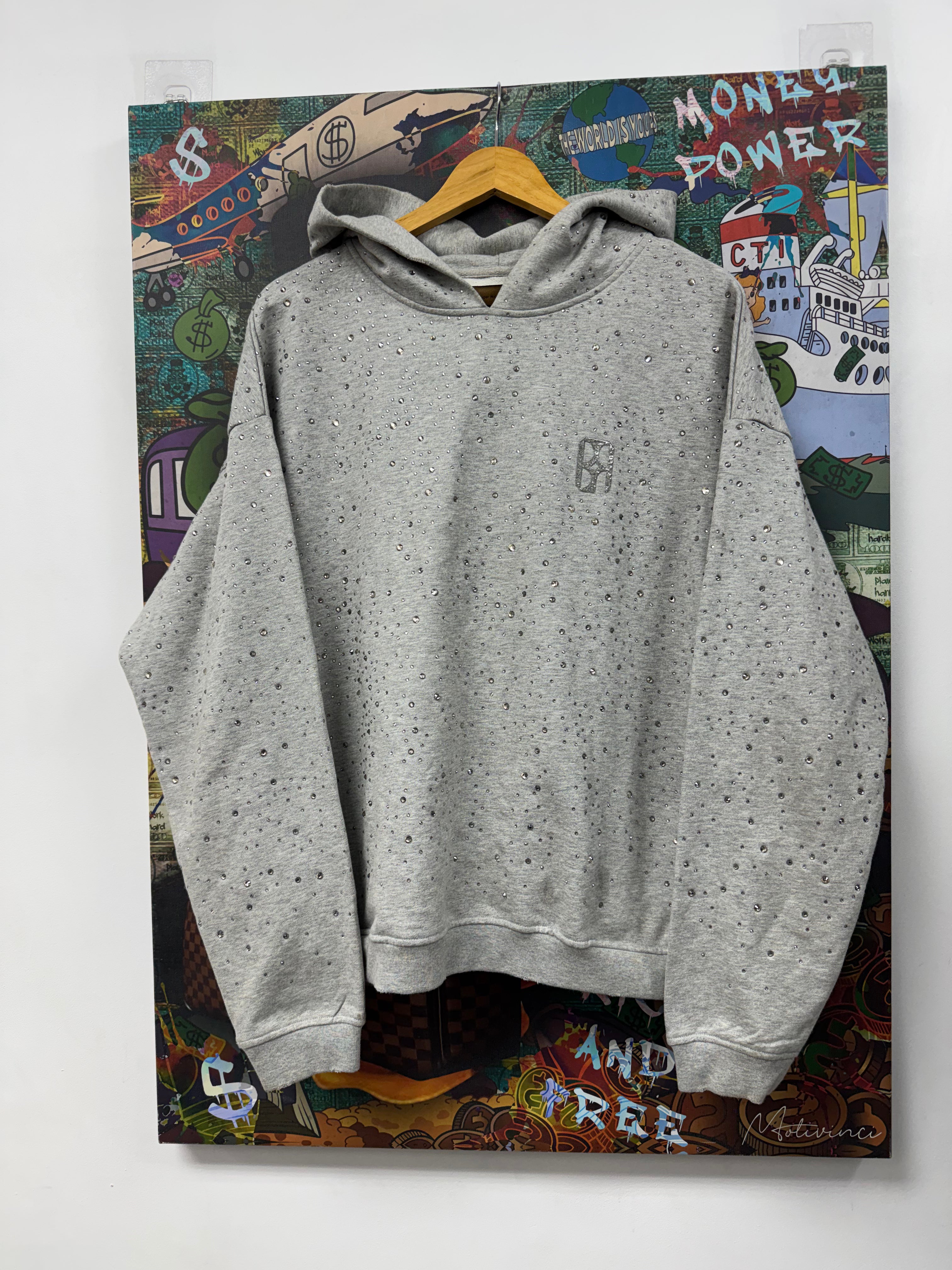 Birth Of A Royal Child Grey Rhinestone Hoodie