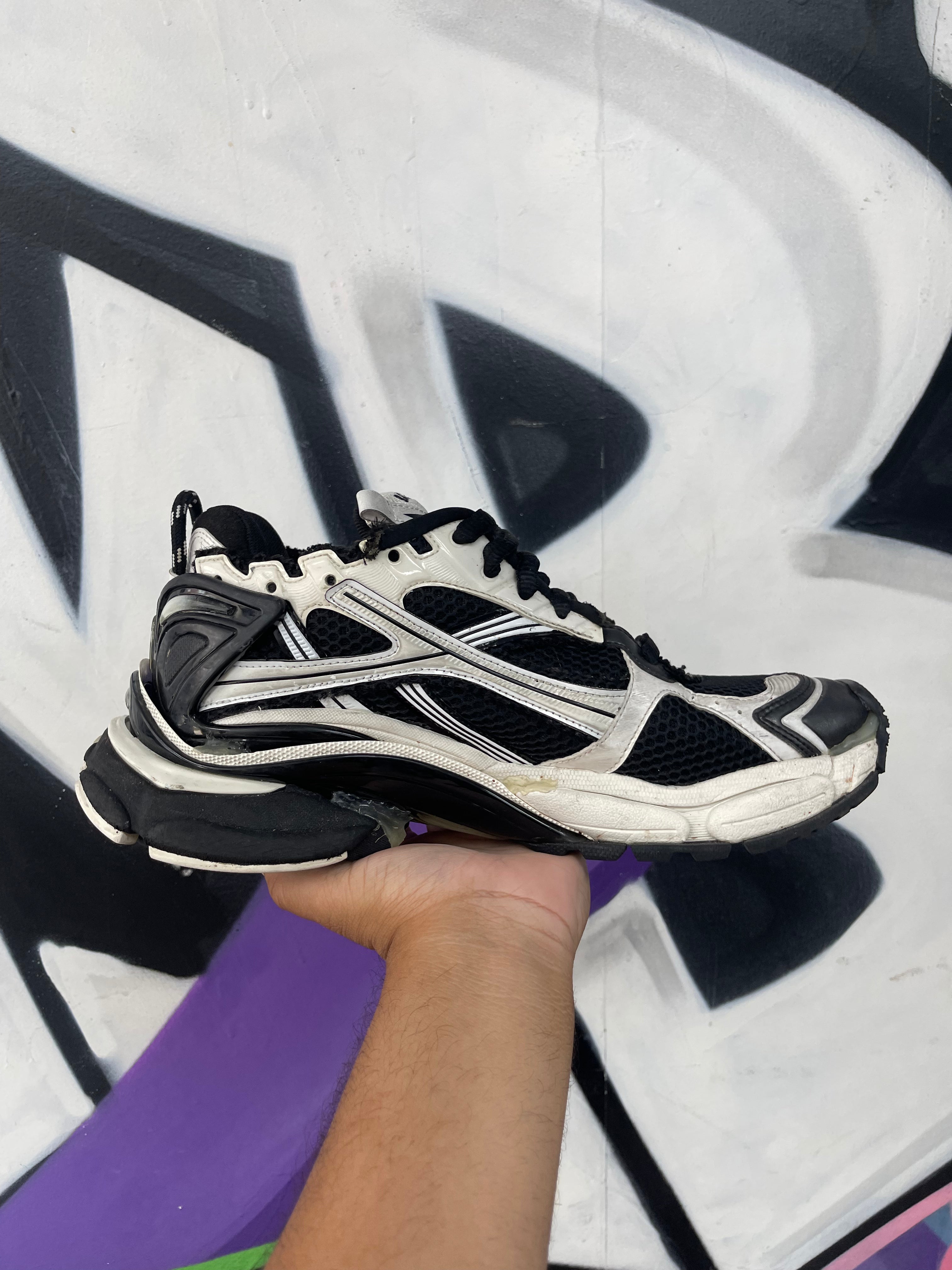 Balenciaga Black White Runner Sneakers