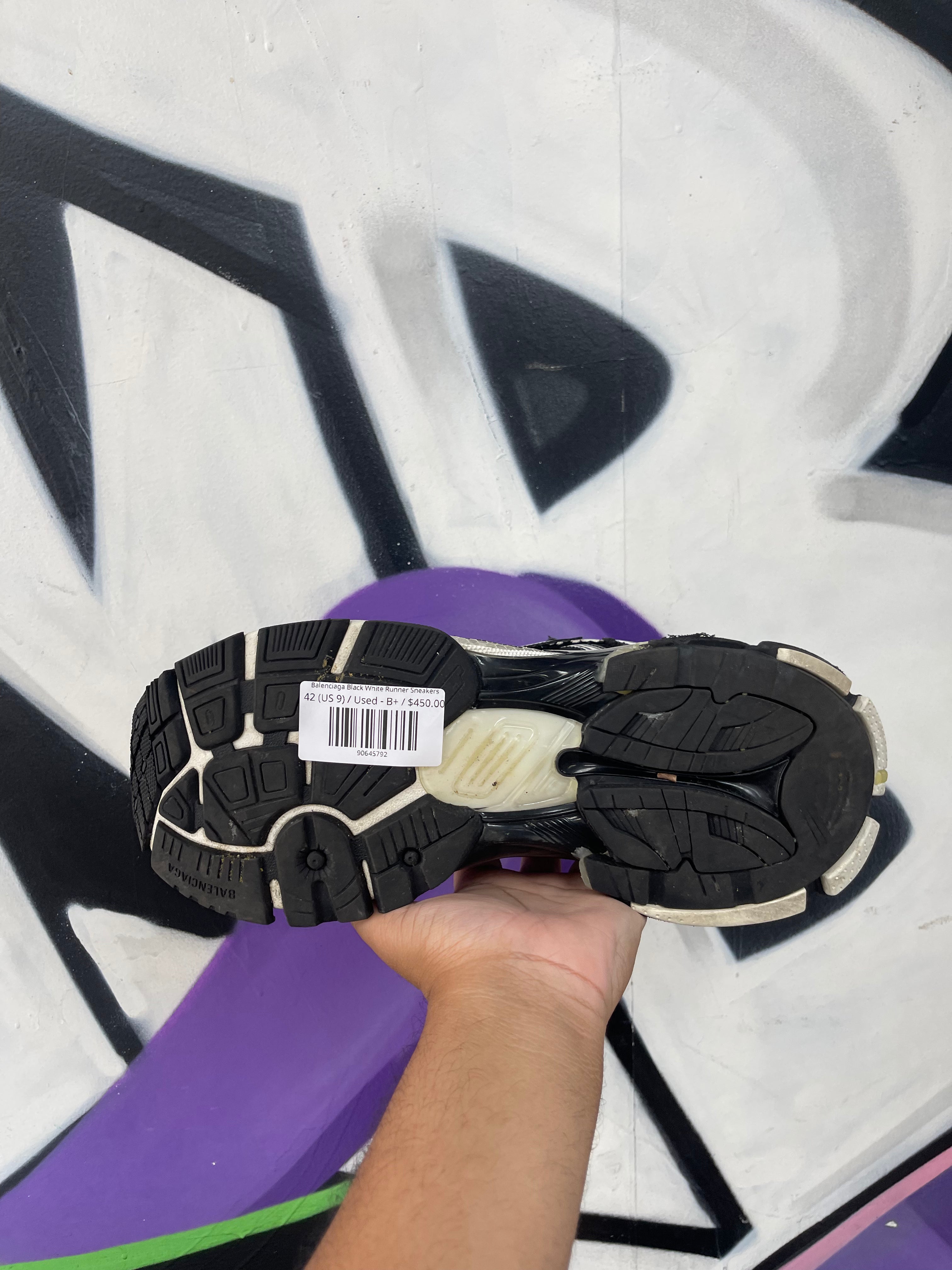 Balenciaga Black White Runner Sneakers