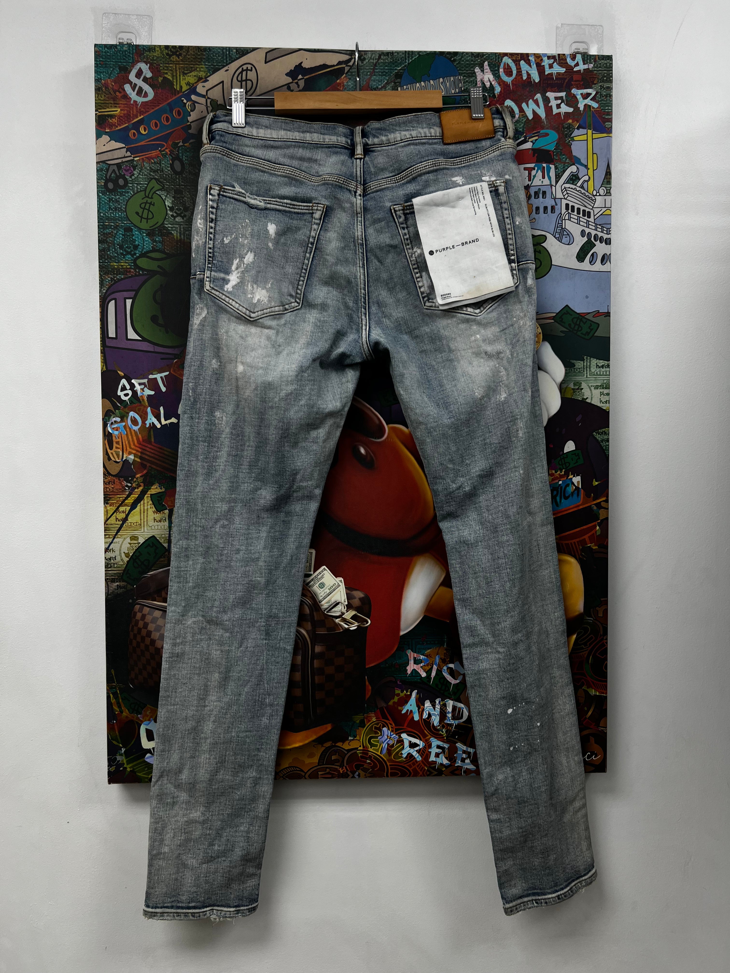 Purple Brand Light Wash Splatter 001 Jeans