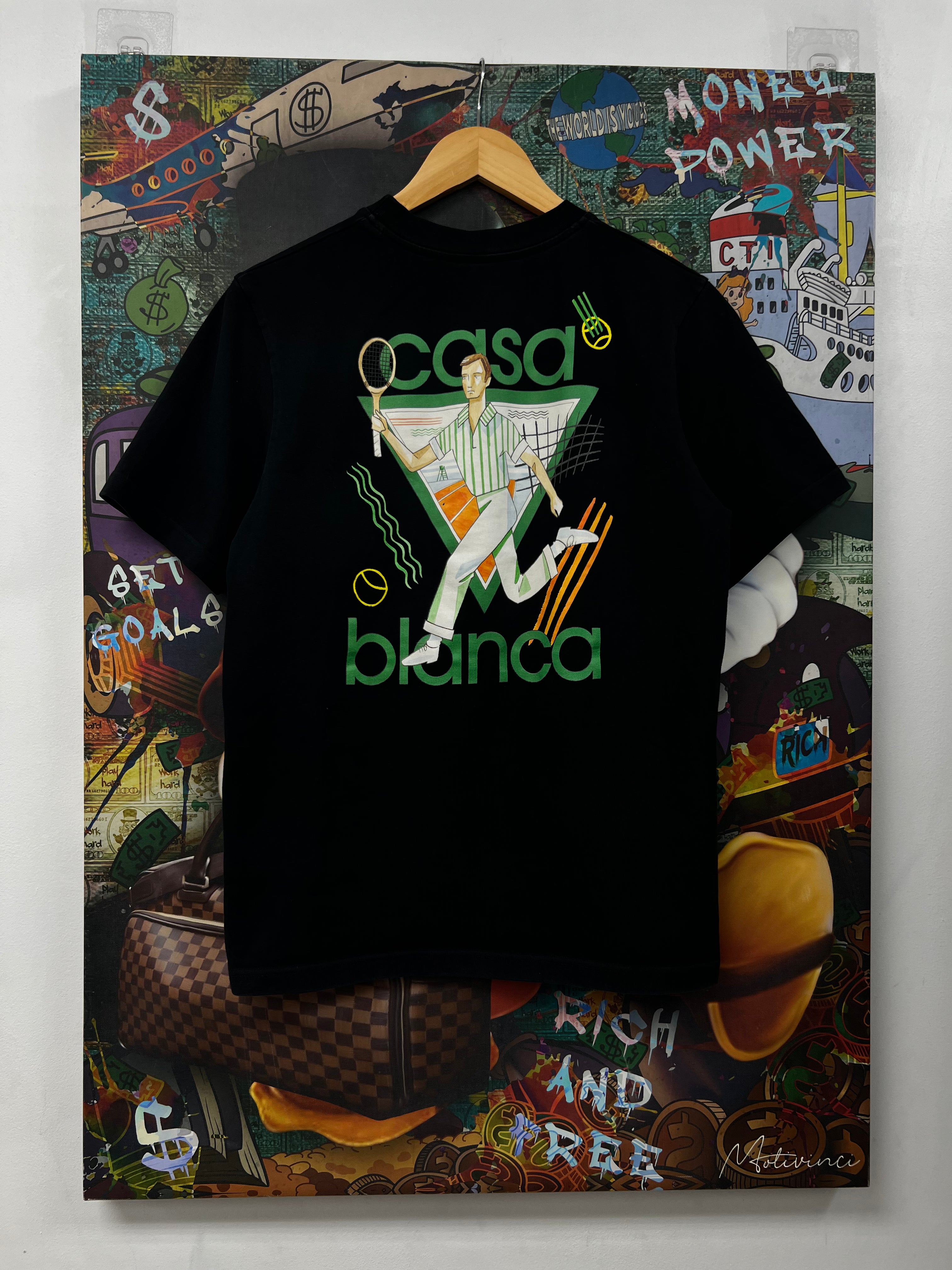 Casablanca Black Green Tennis Club Tee