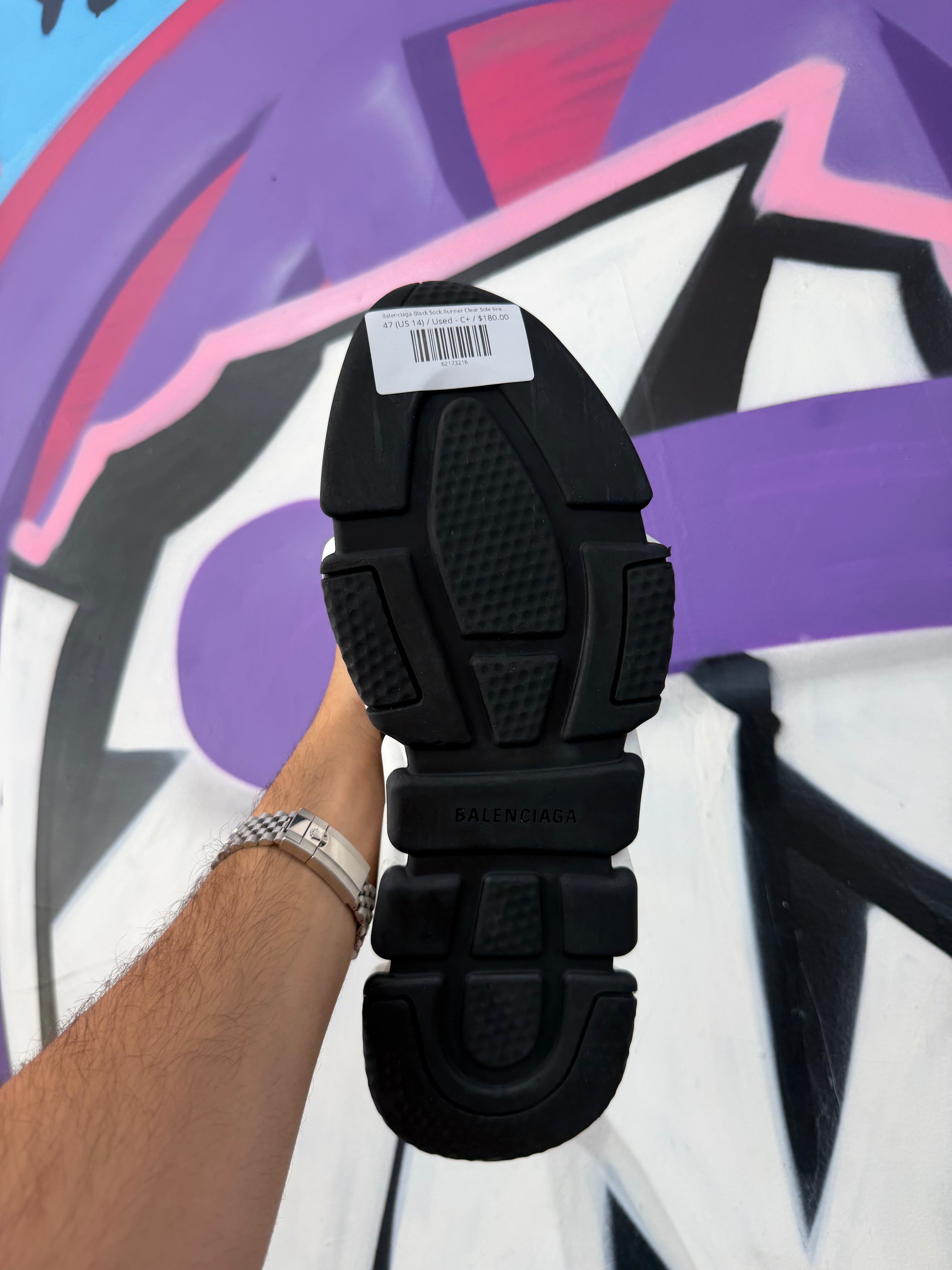 Balenciaga Black Sock Runner Clear Sole Sneakers No Box
