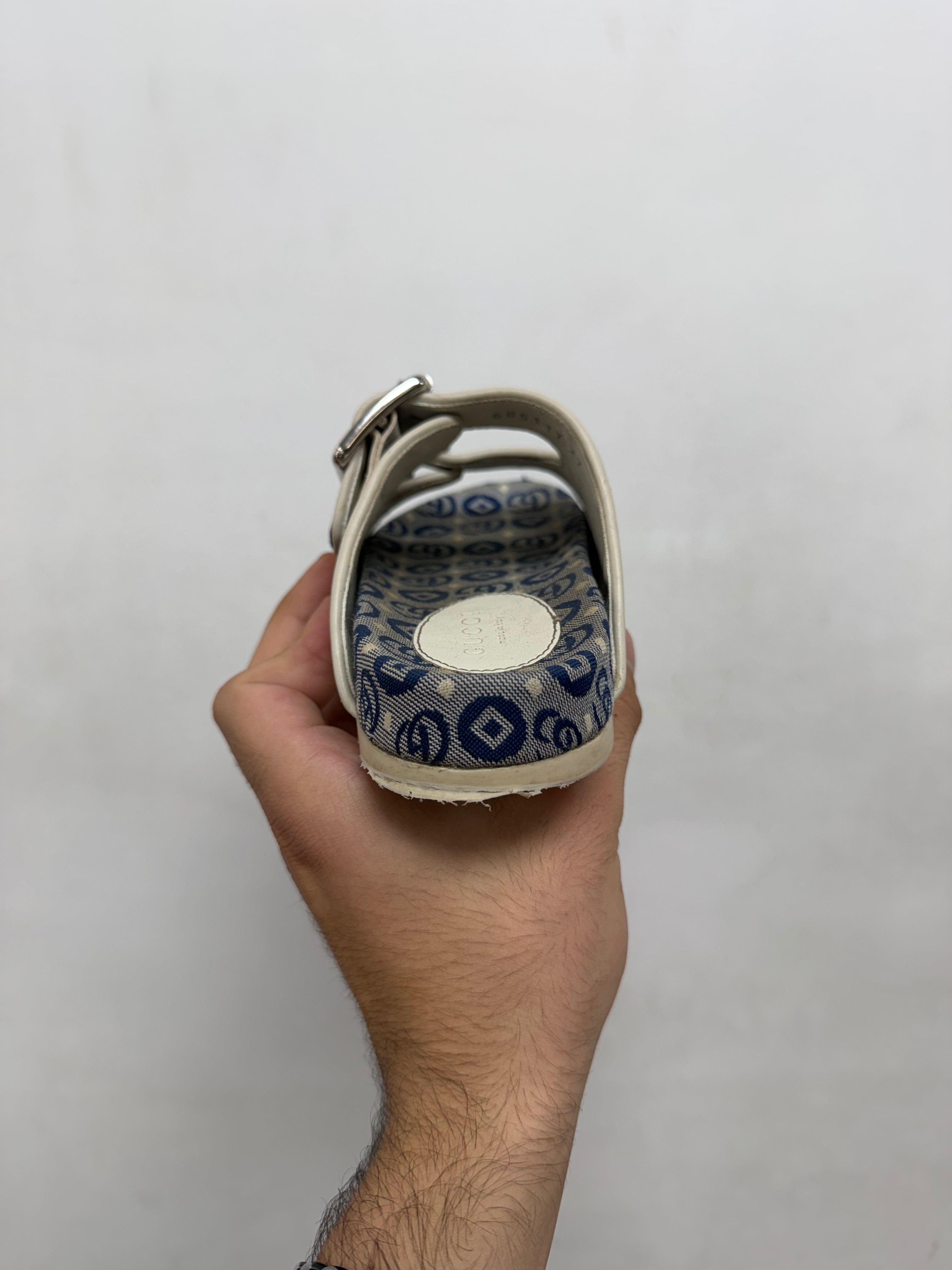Gucci Navy Double GG Monogram Sandals