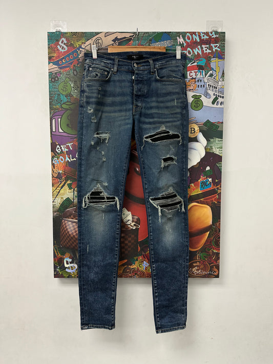 Amiri Jeans MX1 Navy Black Velour Patch Used 31 N/A