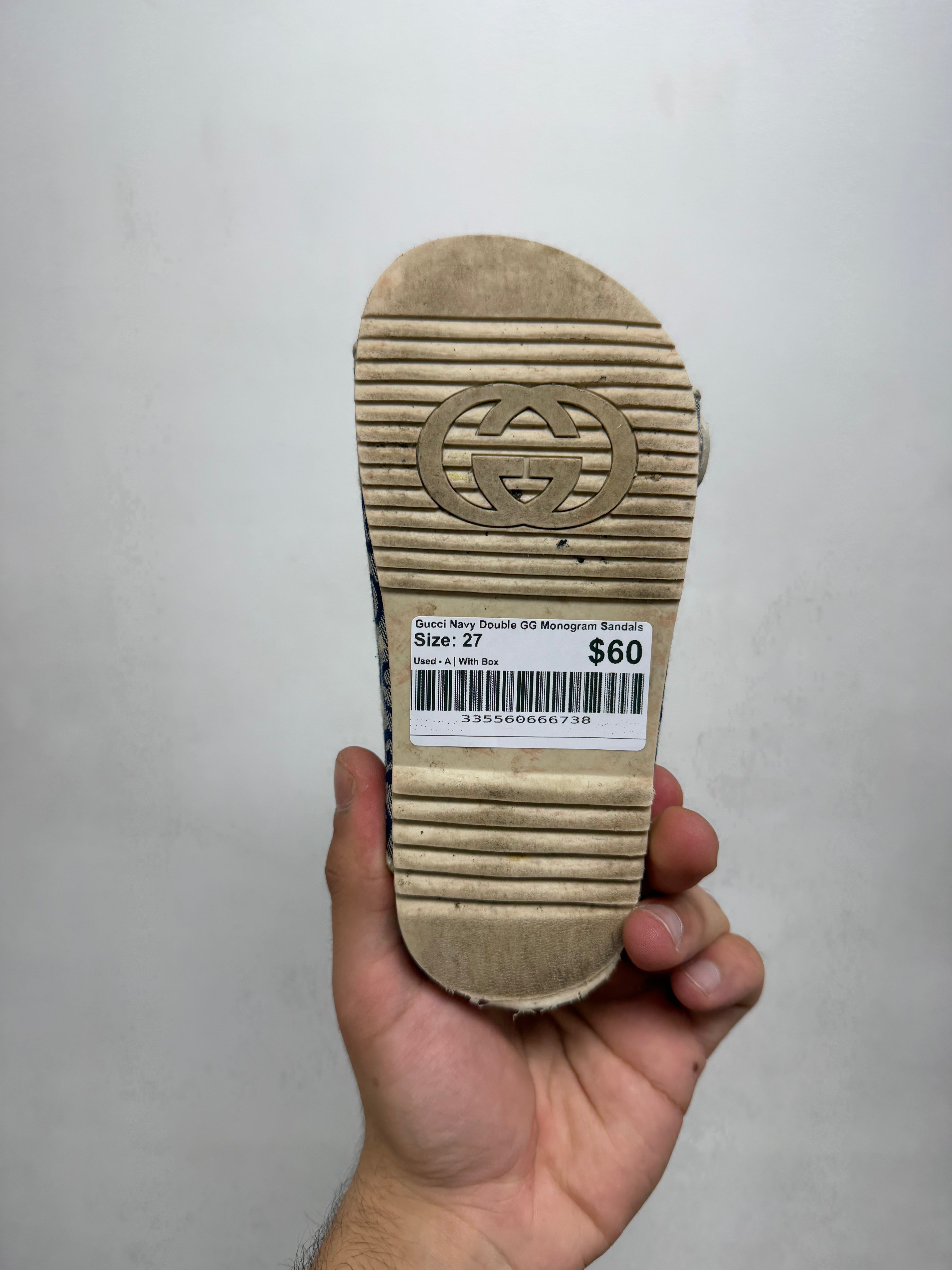 Gucci Navy Double GG Monogram Sandals