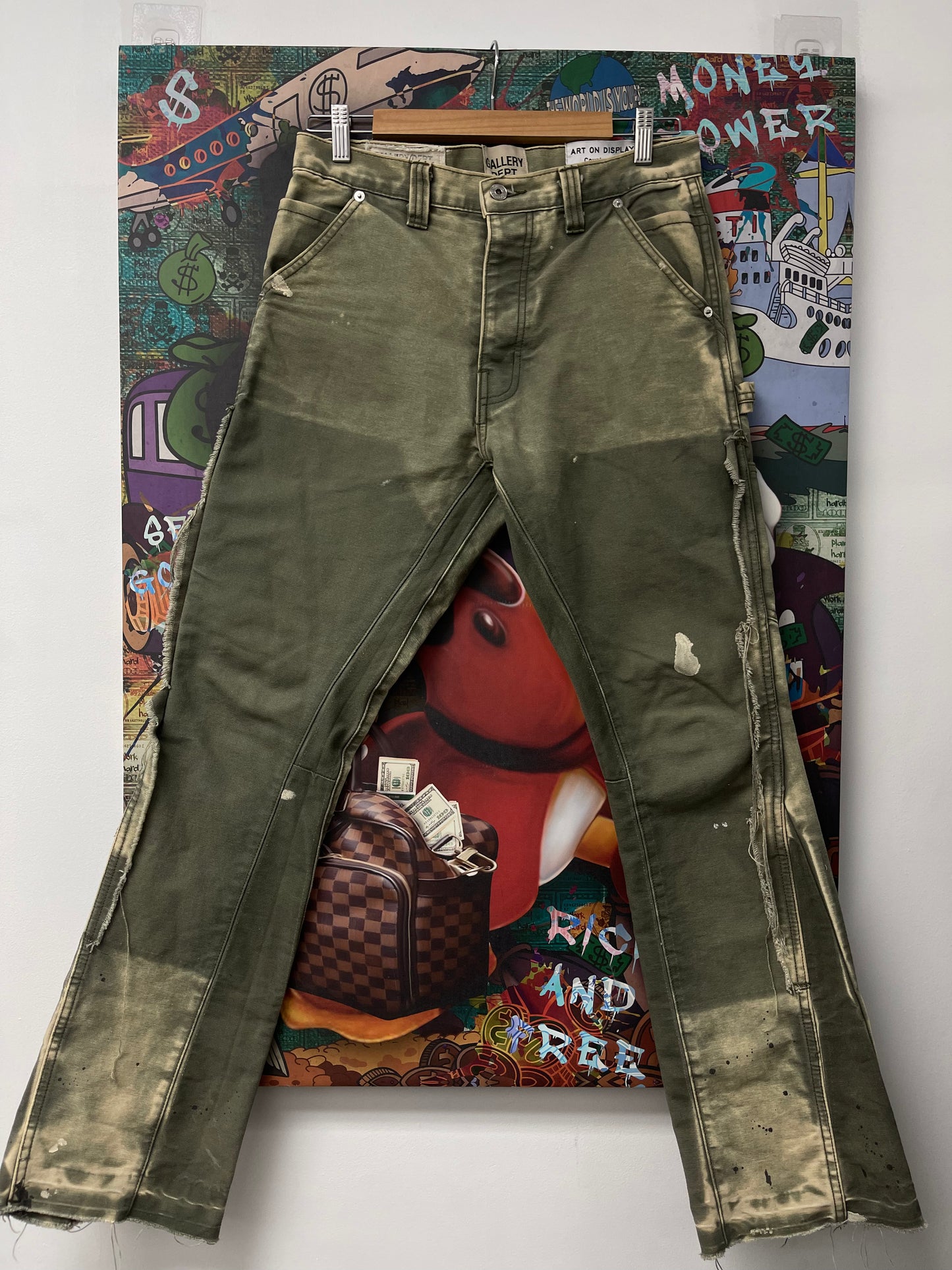 Gallery Dept Carpenter Flare Jeans Olive Green Used