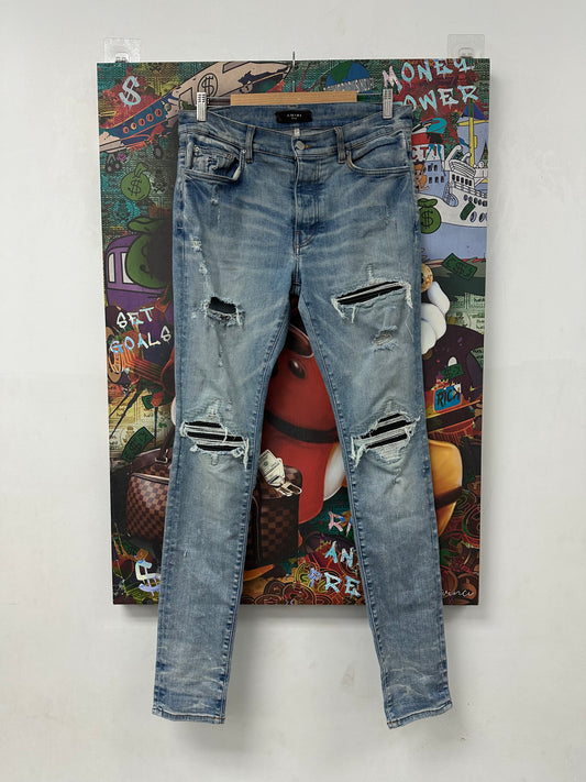 Amiri Jeans MX1 Light Wash Black Patch Used 32 N/A