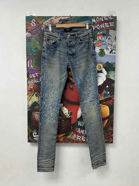 Amiri Jeans Light Wash Crystal Paint Splatter Lightly Worn 29 N/A