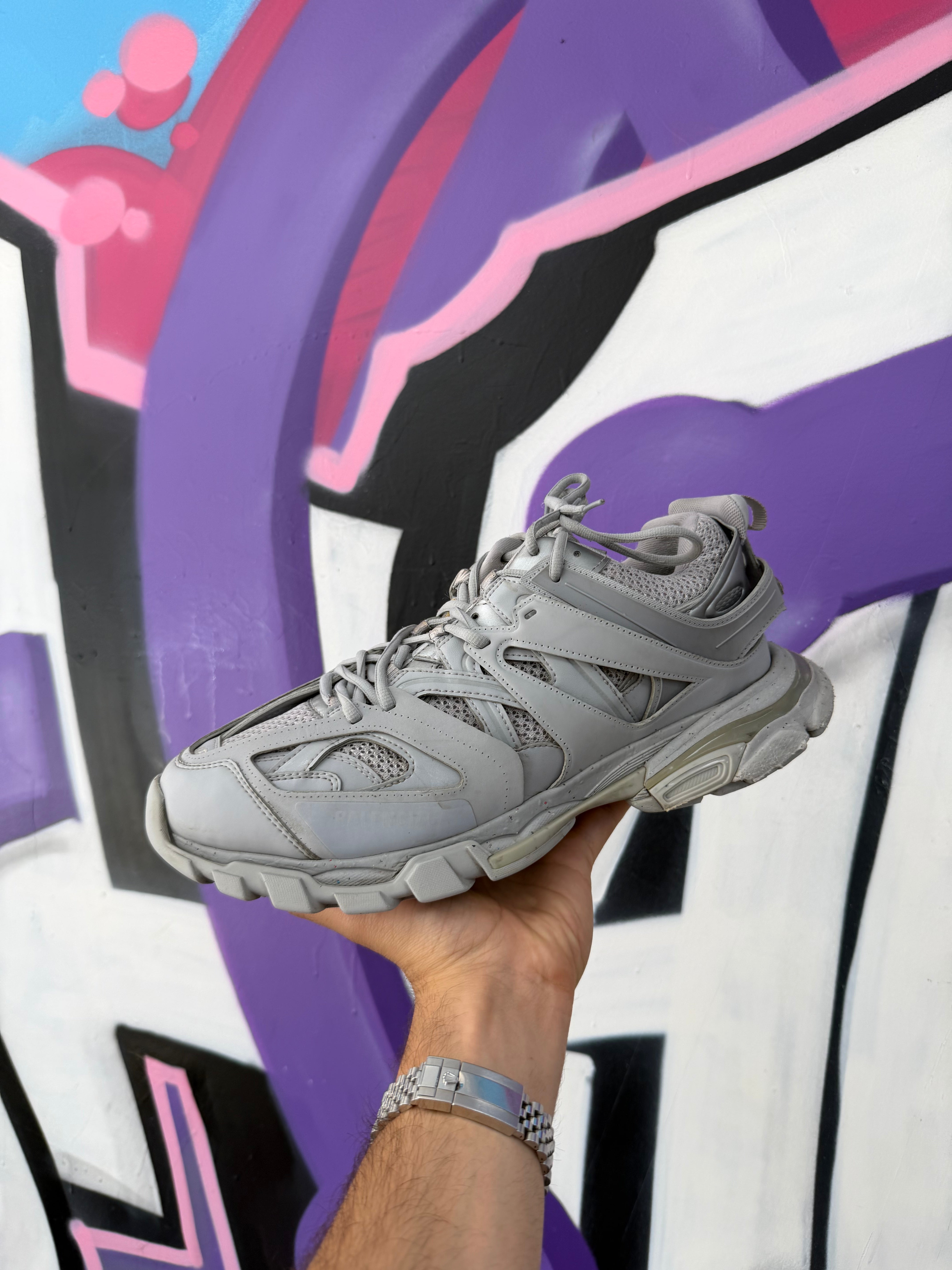Balenciaga Grey Speckle Track Sneakers