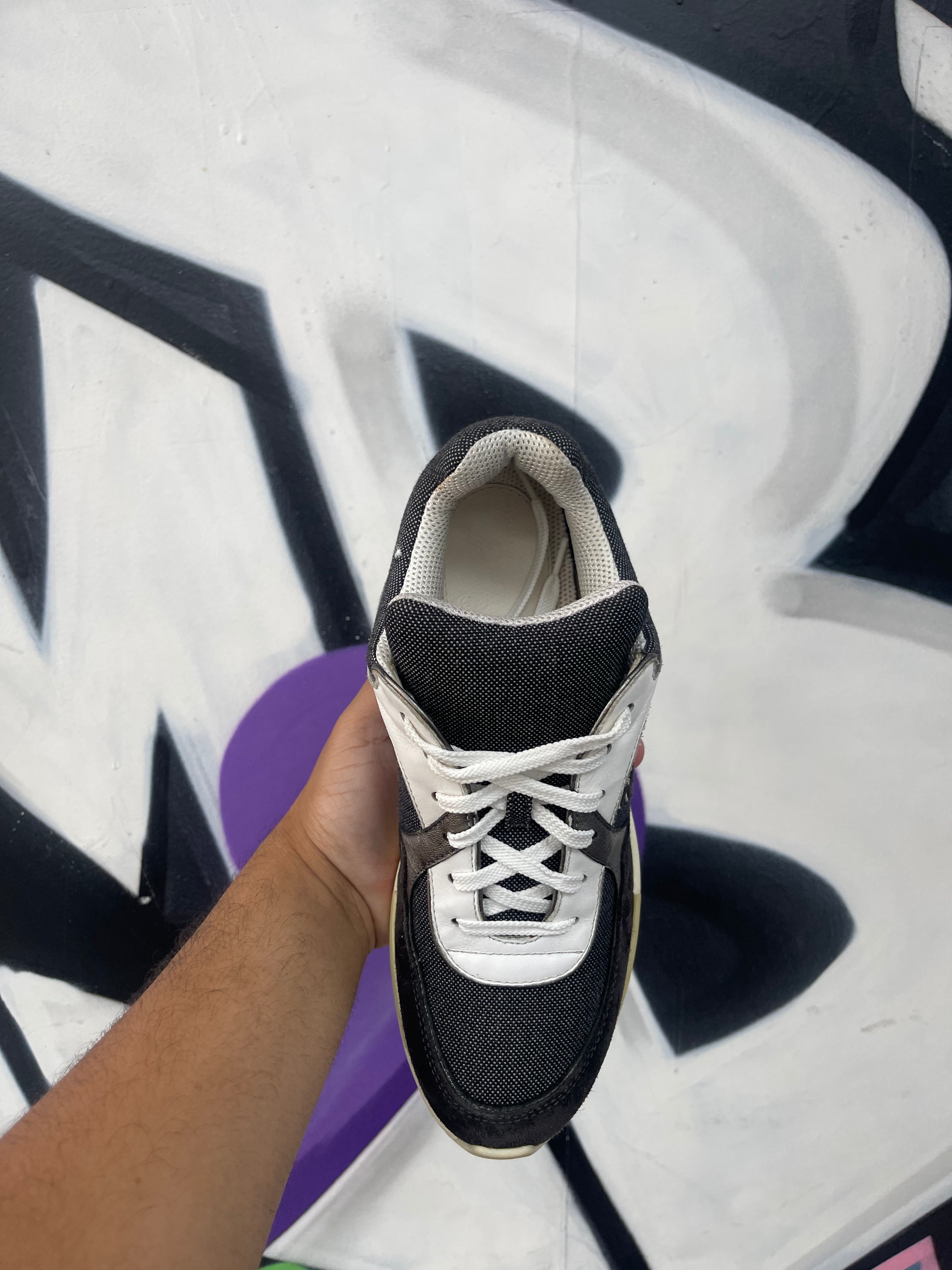 Chanel White Grey CC Runner Sneakers