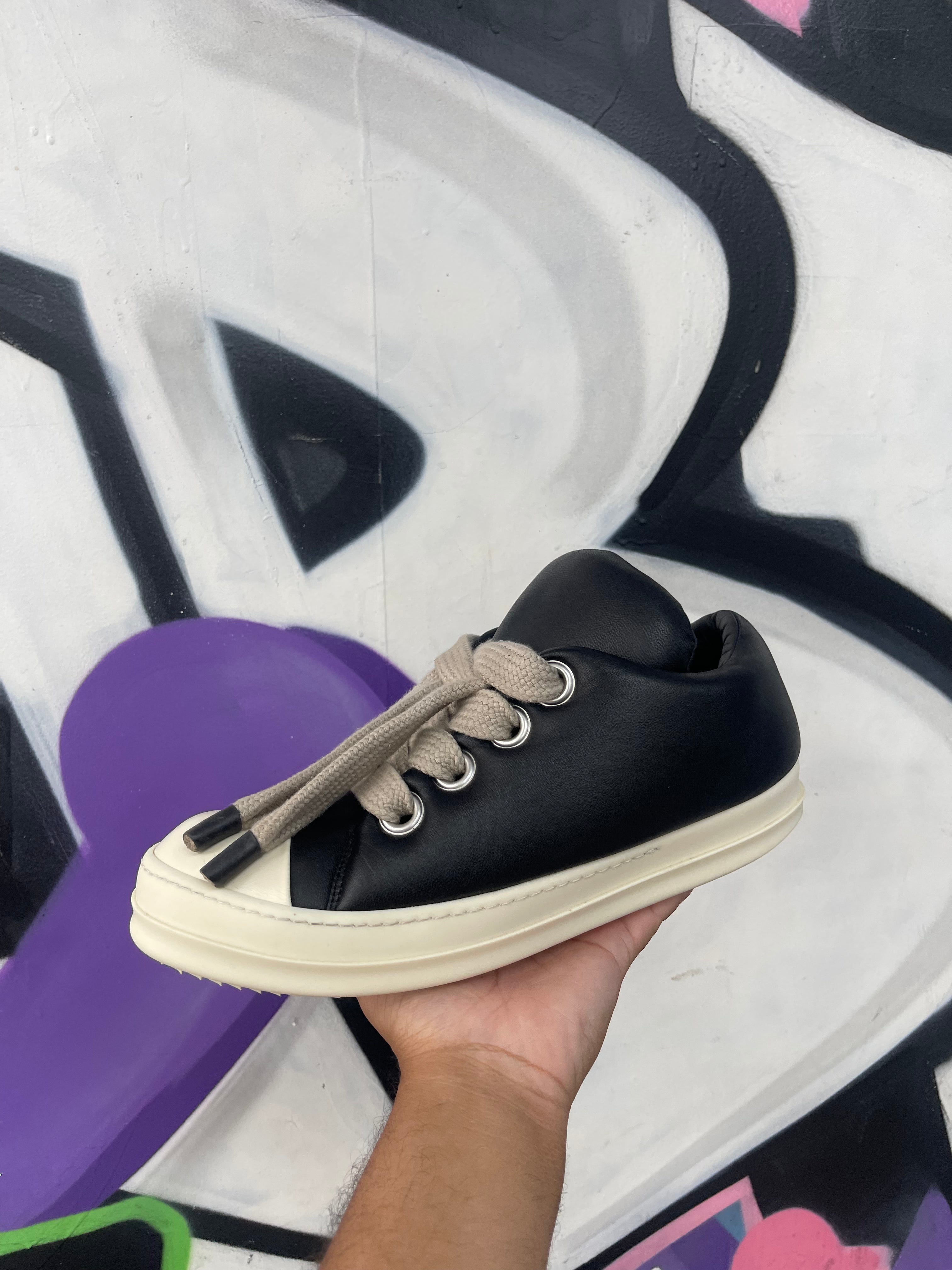 Rick Owens Black & Milk Padded Jumbo Lace Ramone Low Sneakers