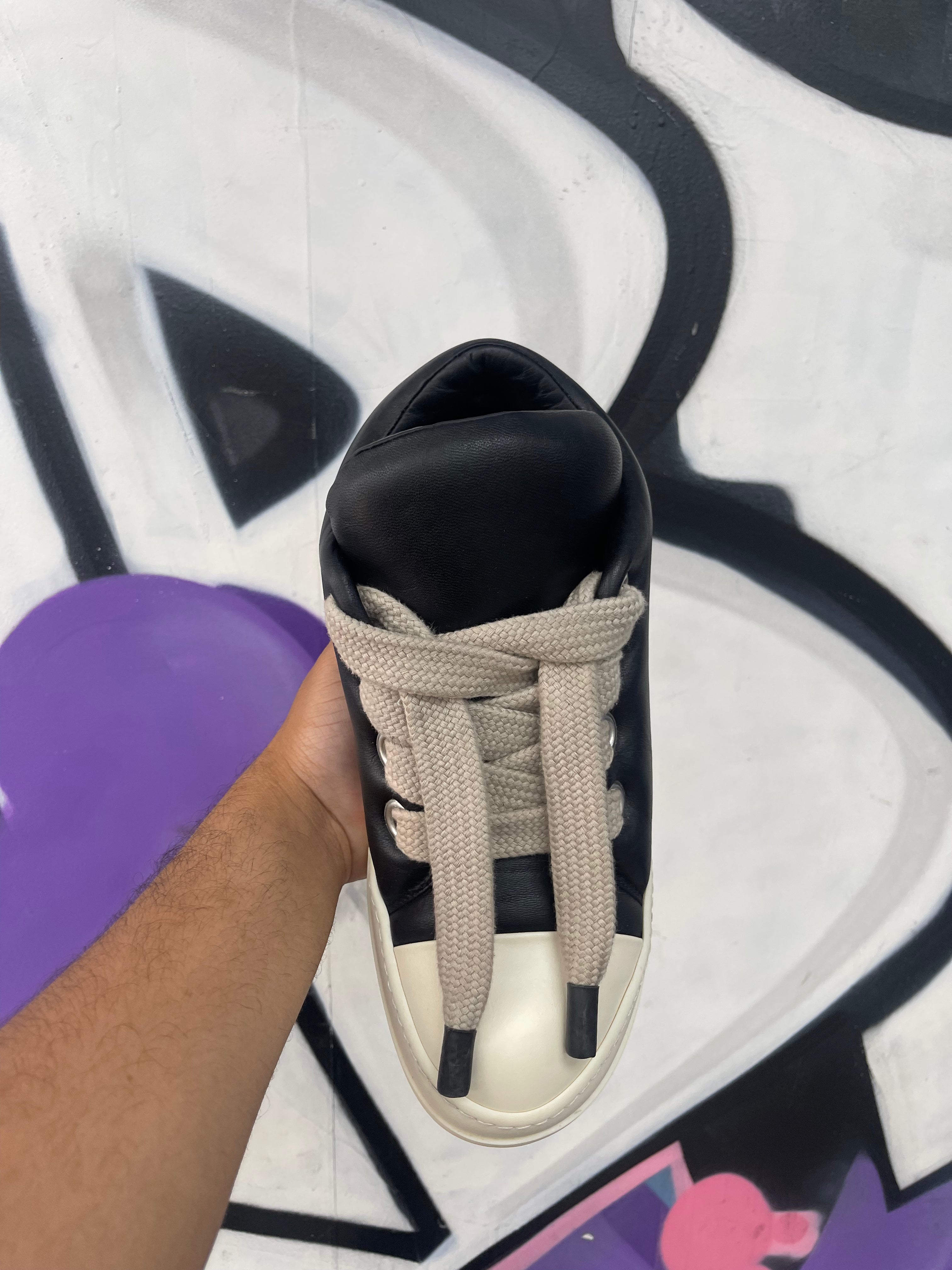 Rick Owens Black & Milk Padded Jumbo Lace Ramone Low Sneakers