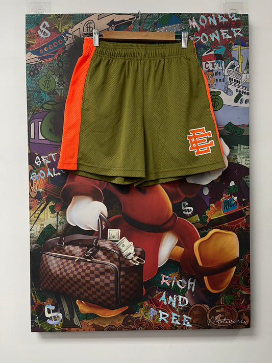 EE Shorts Olive Orange Stripe New In Plastic