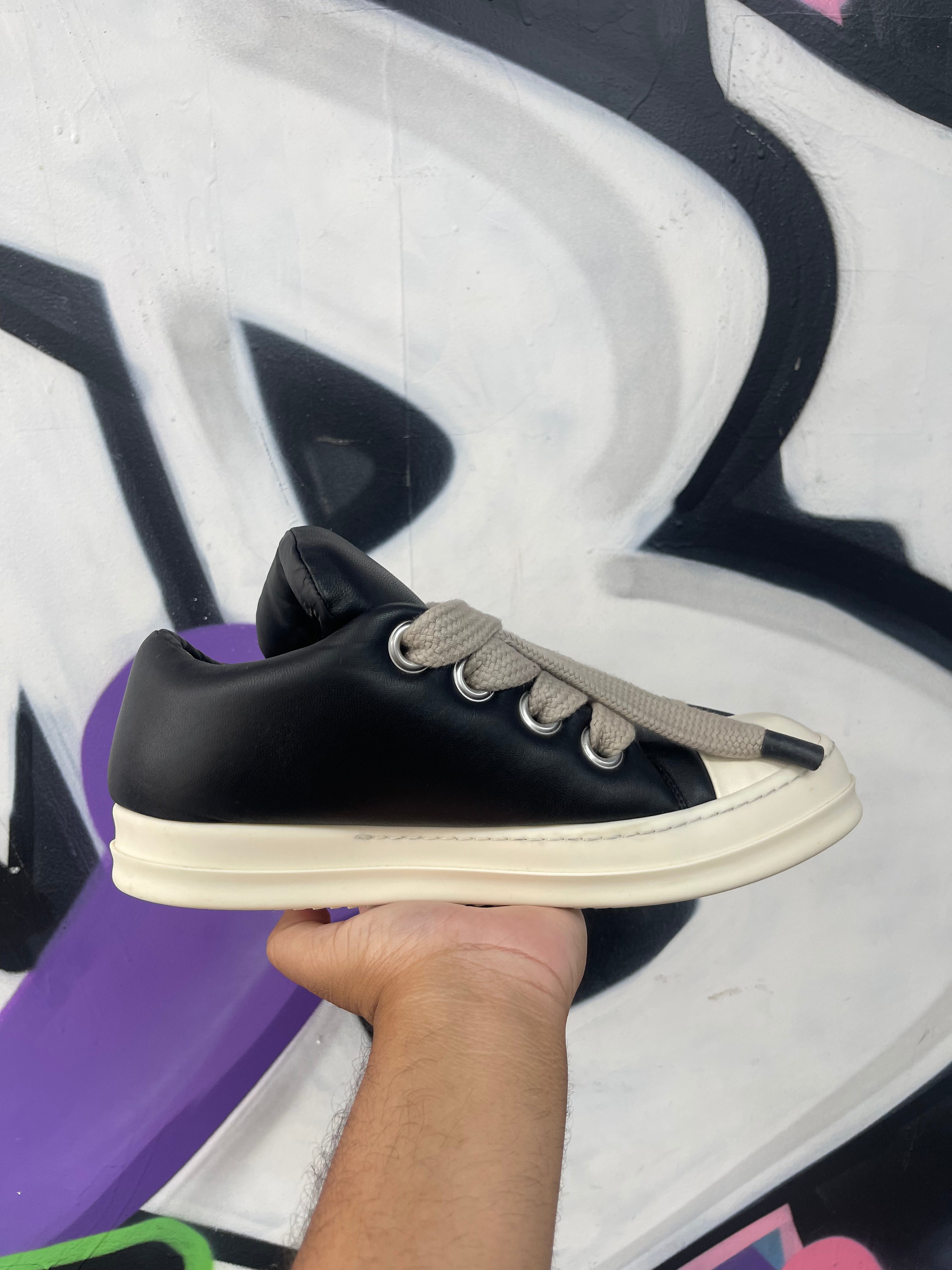 Rick Owens Black & Milk Padded Jumbo Lace Ramone Low Sneakers
