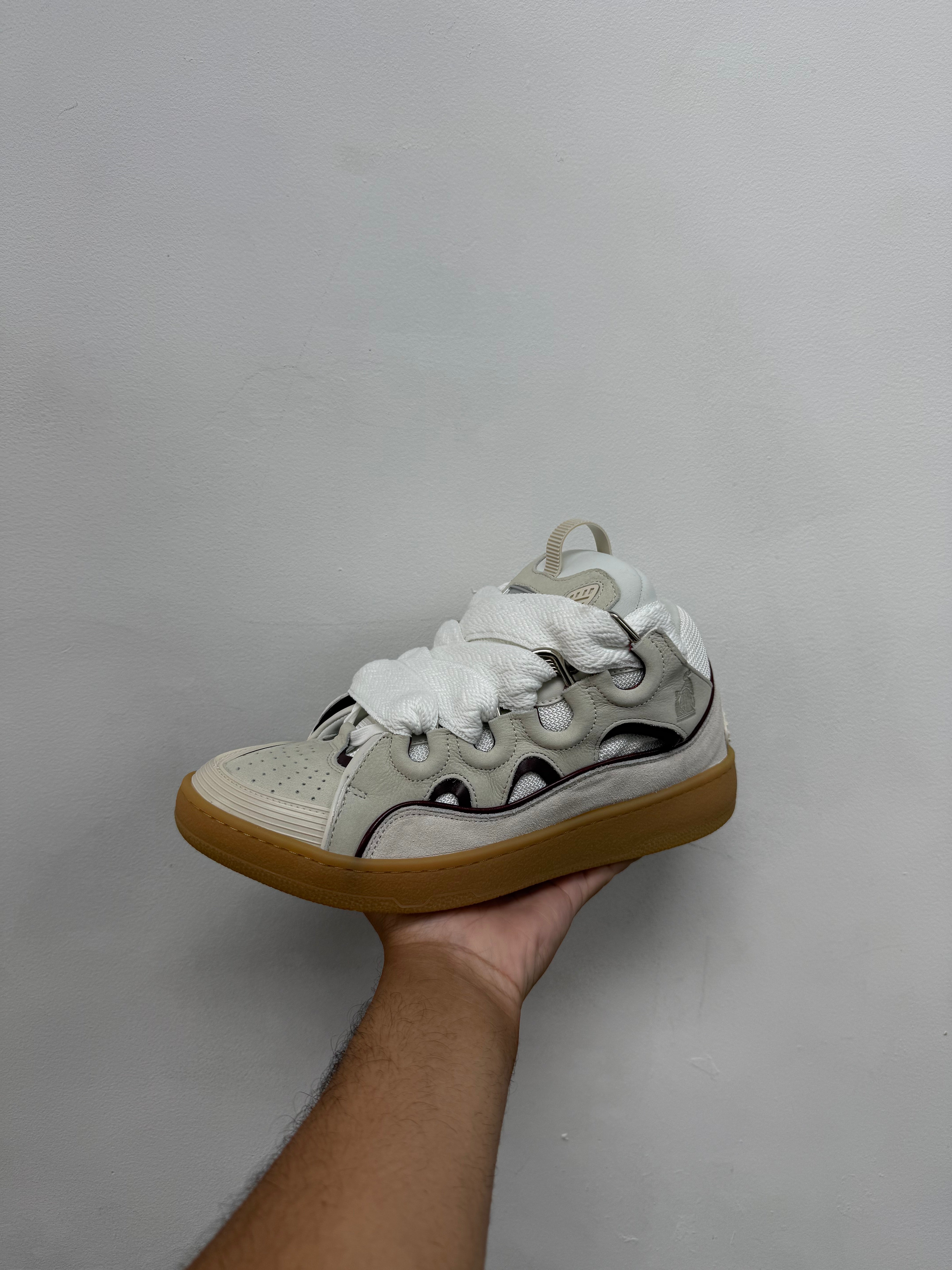 Lanvin Grey Maroon Curb Sneakers
