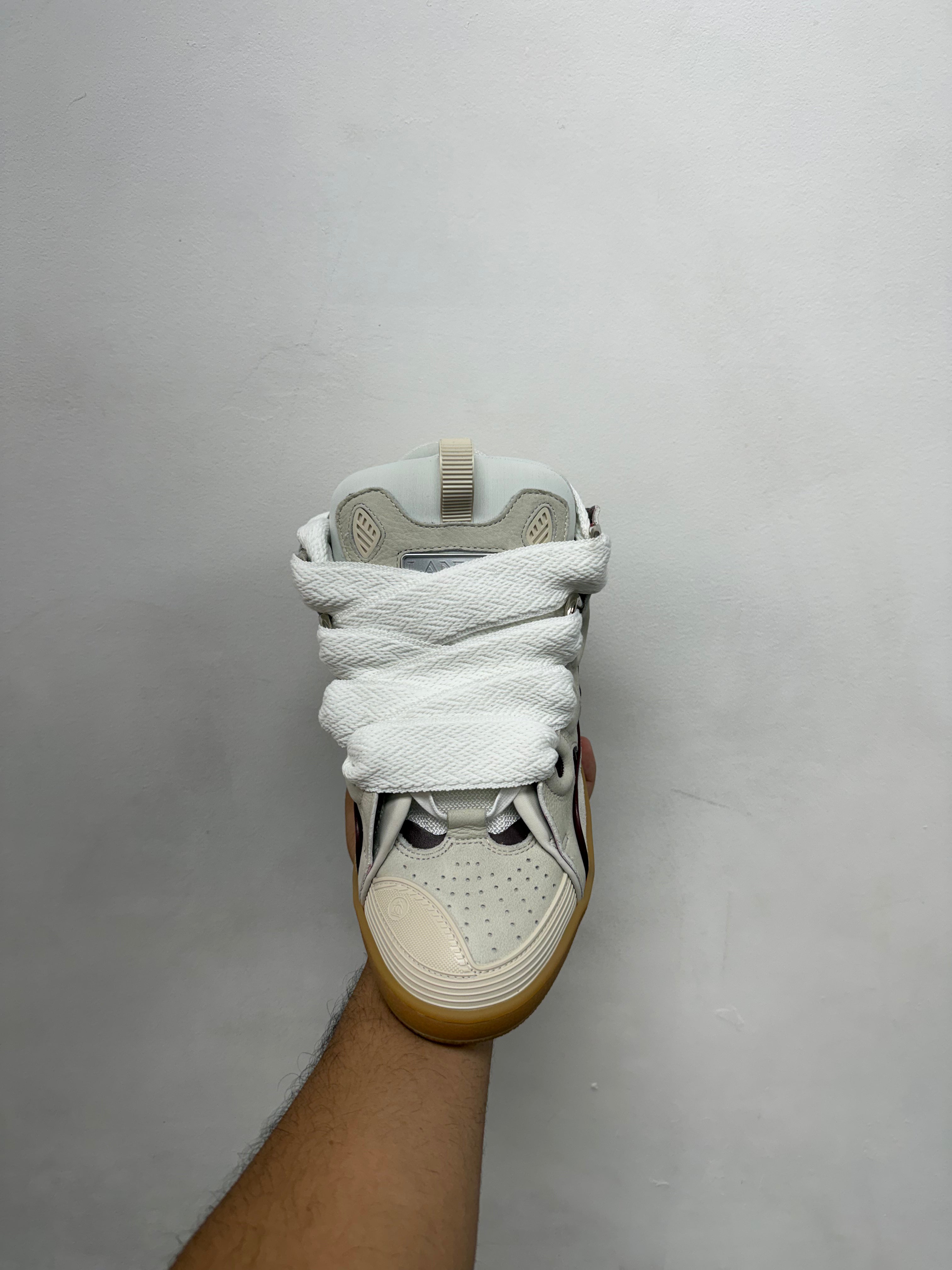 Lanvin Grey Maroon Curb Sneakers
