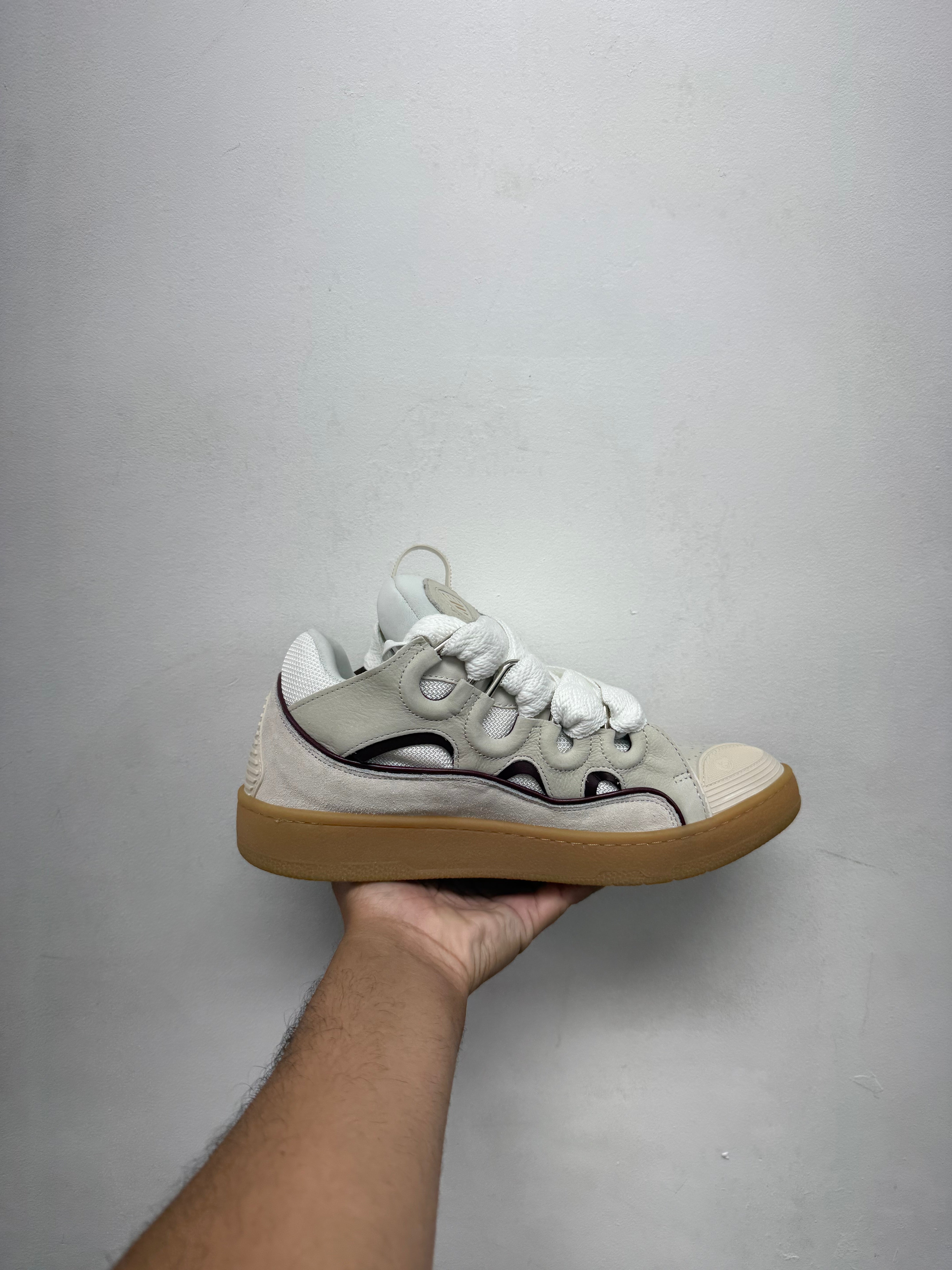 Lanvin Grey Maroon Curb Sneakers
