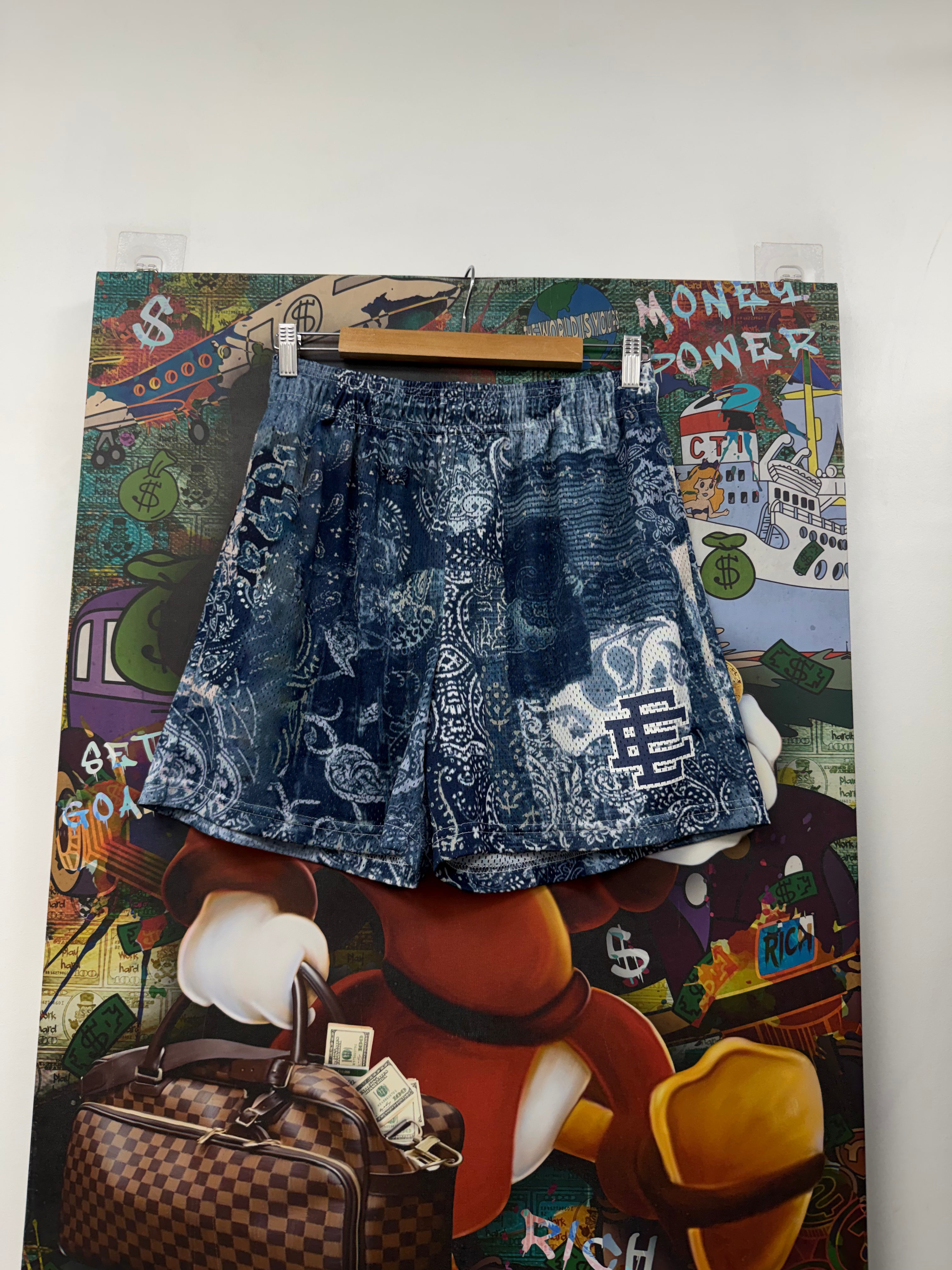 Eric Emanuel Navy Paisley Shorts