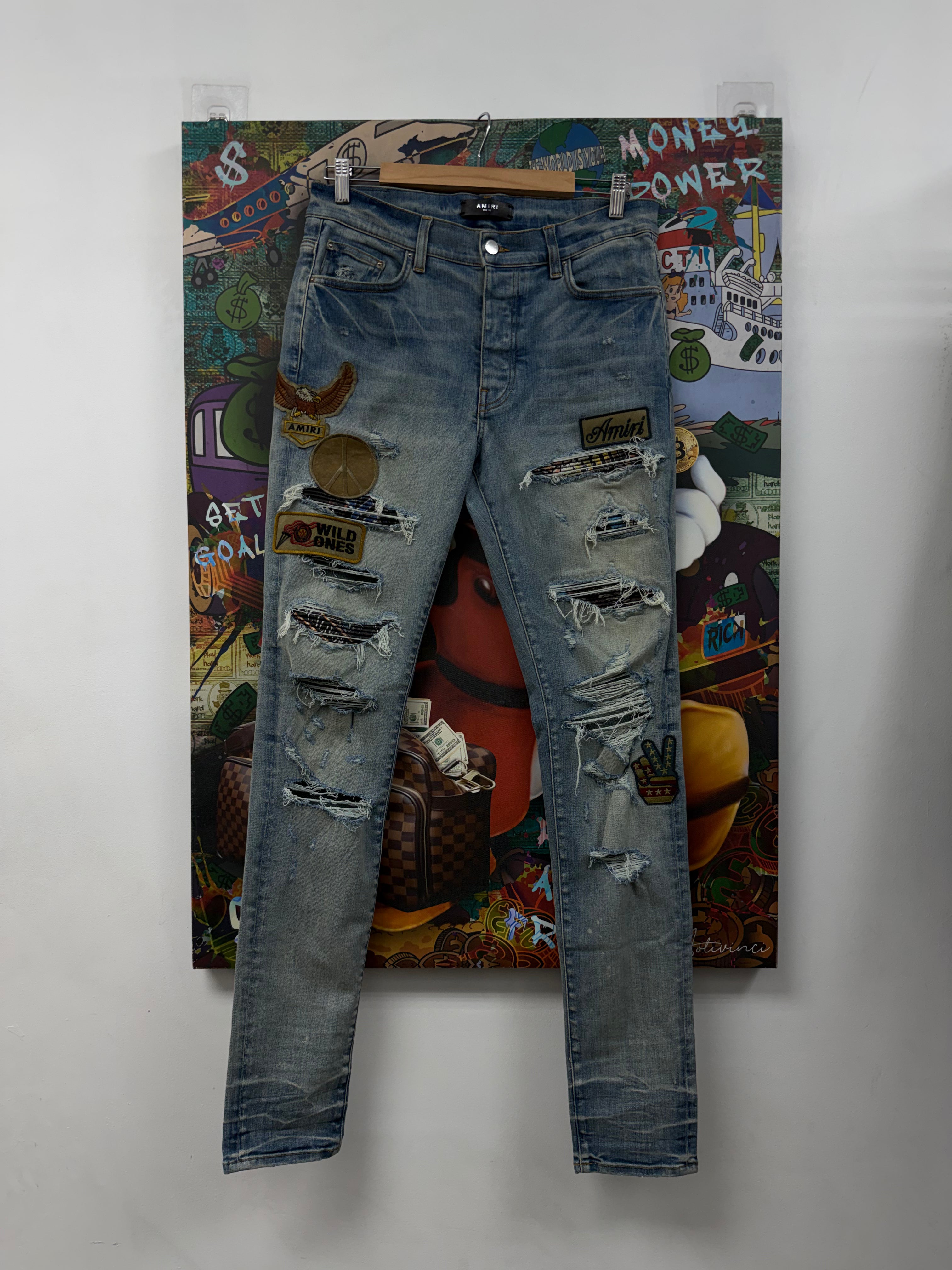 Amiri Vintage Wash Biker Patch Jeans
