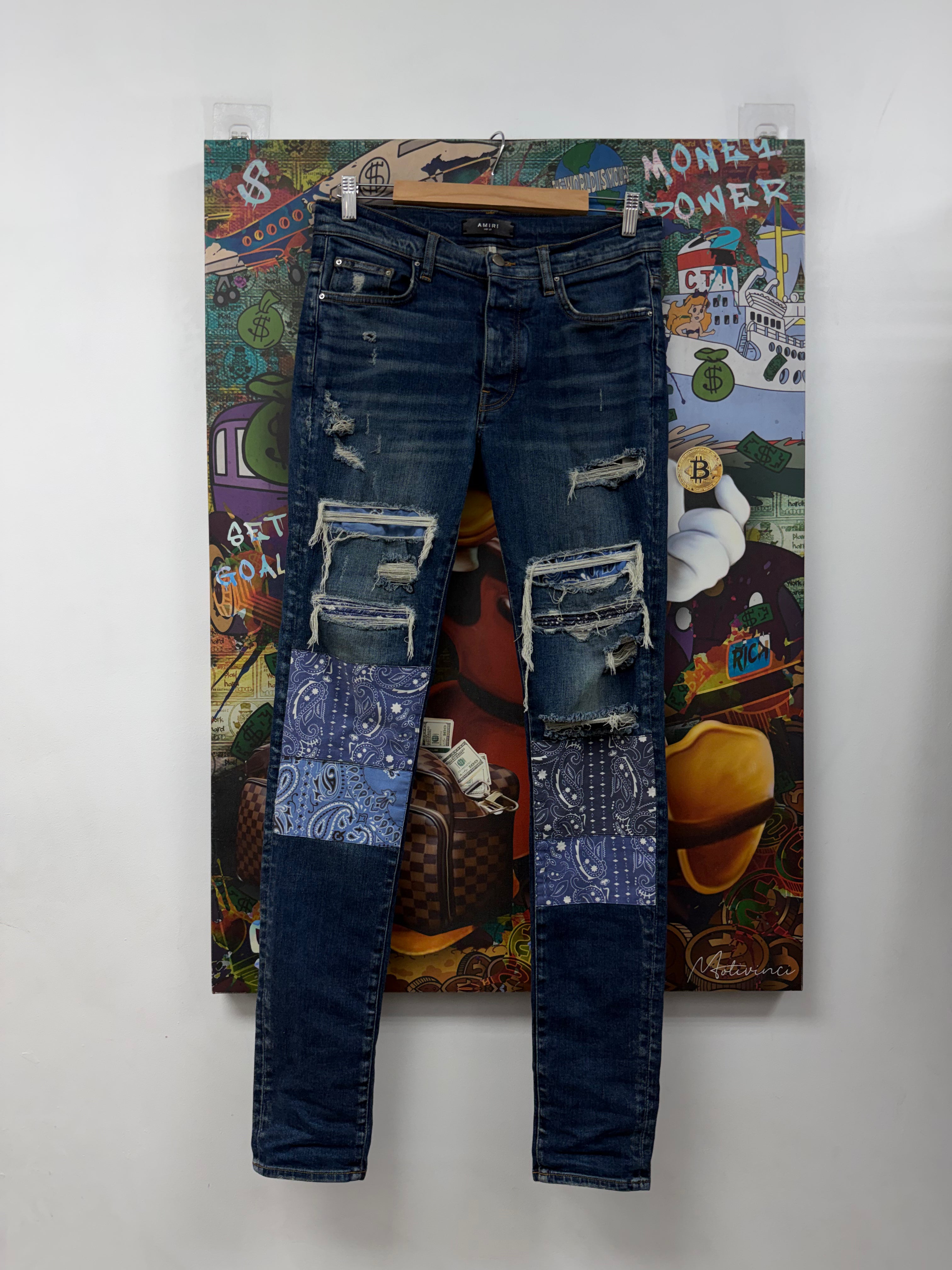 Amiri Deep Classic Paisley Patchwork Jeans