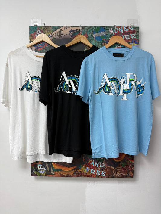 Amiri Dragon Tee Black White & Blue (XS-XL) New