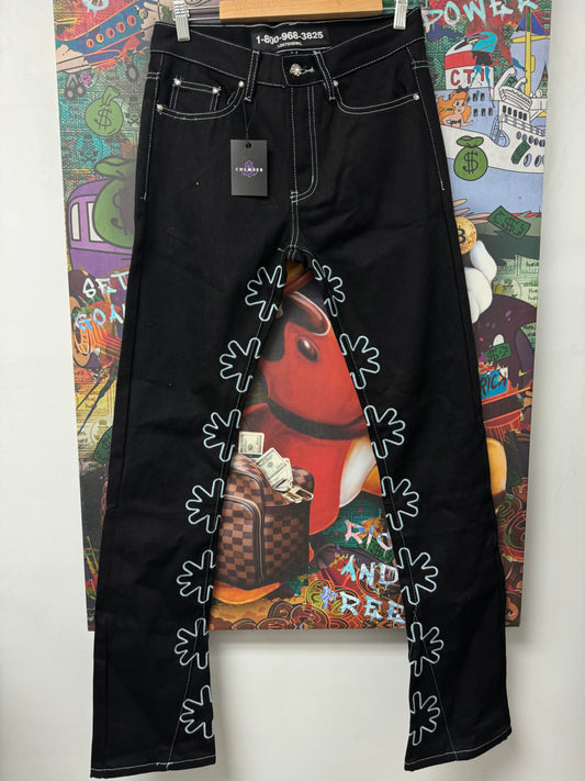 LOST SHDWS Black Blue Outline Jeans  Used 30 N/A