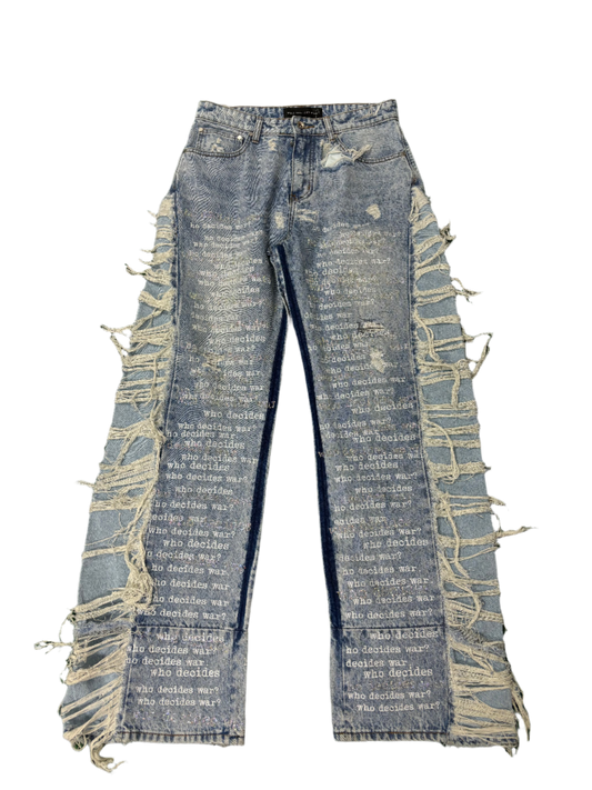 WDW Rhinestone Scripture Light Wash Jeans