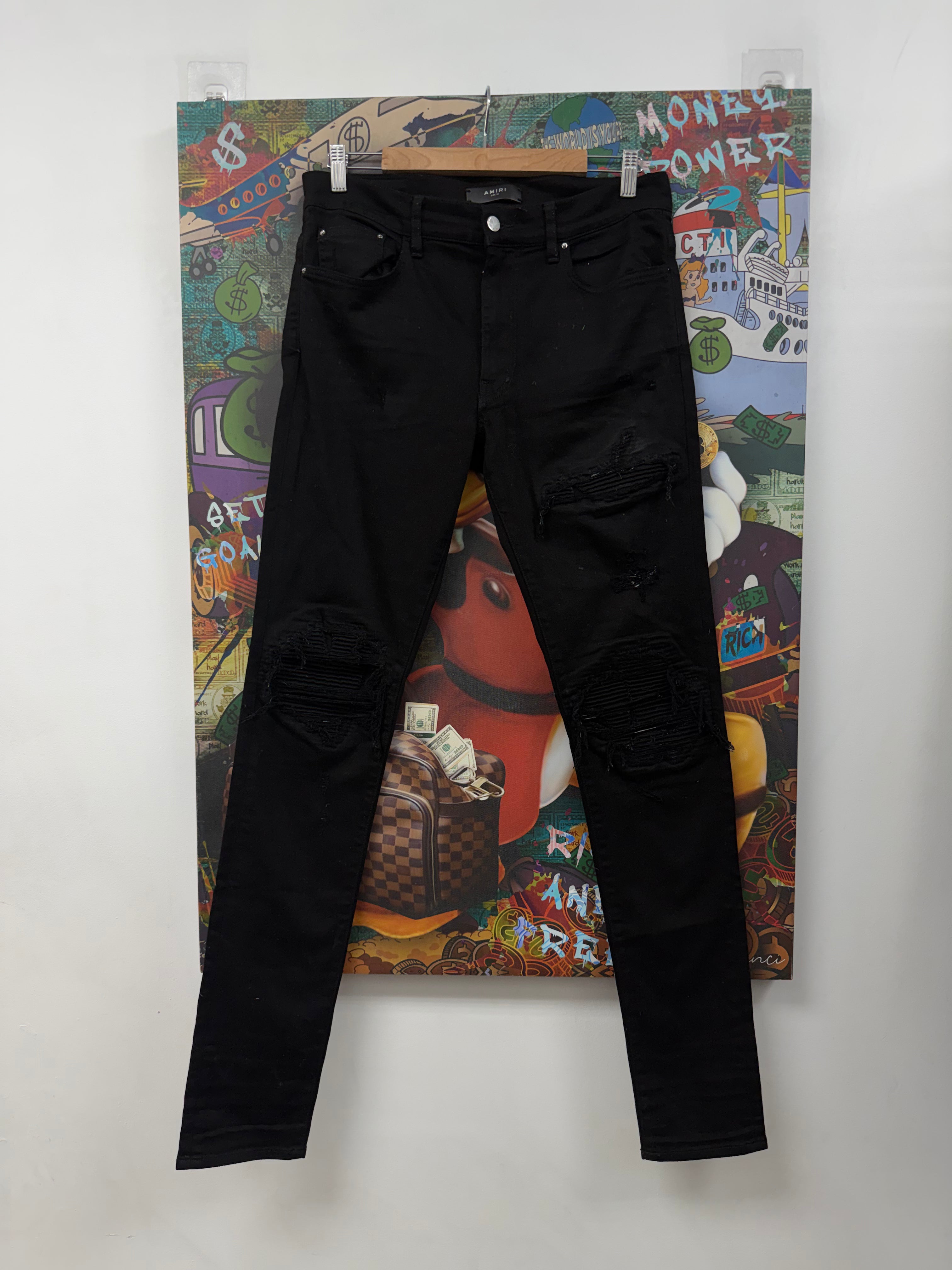 Amiri MX1 Black Black Denim Patch (Old Season Zipper) Jeans