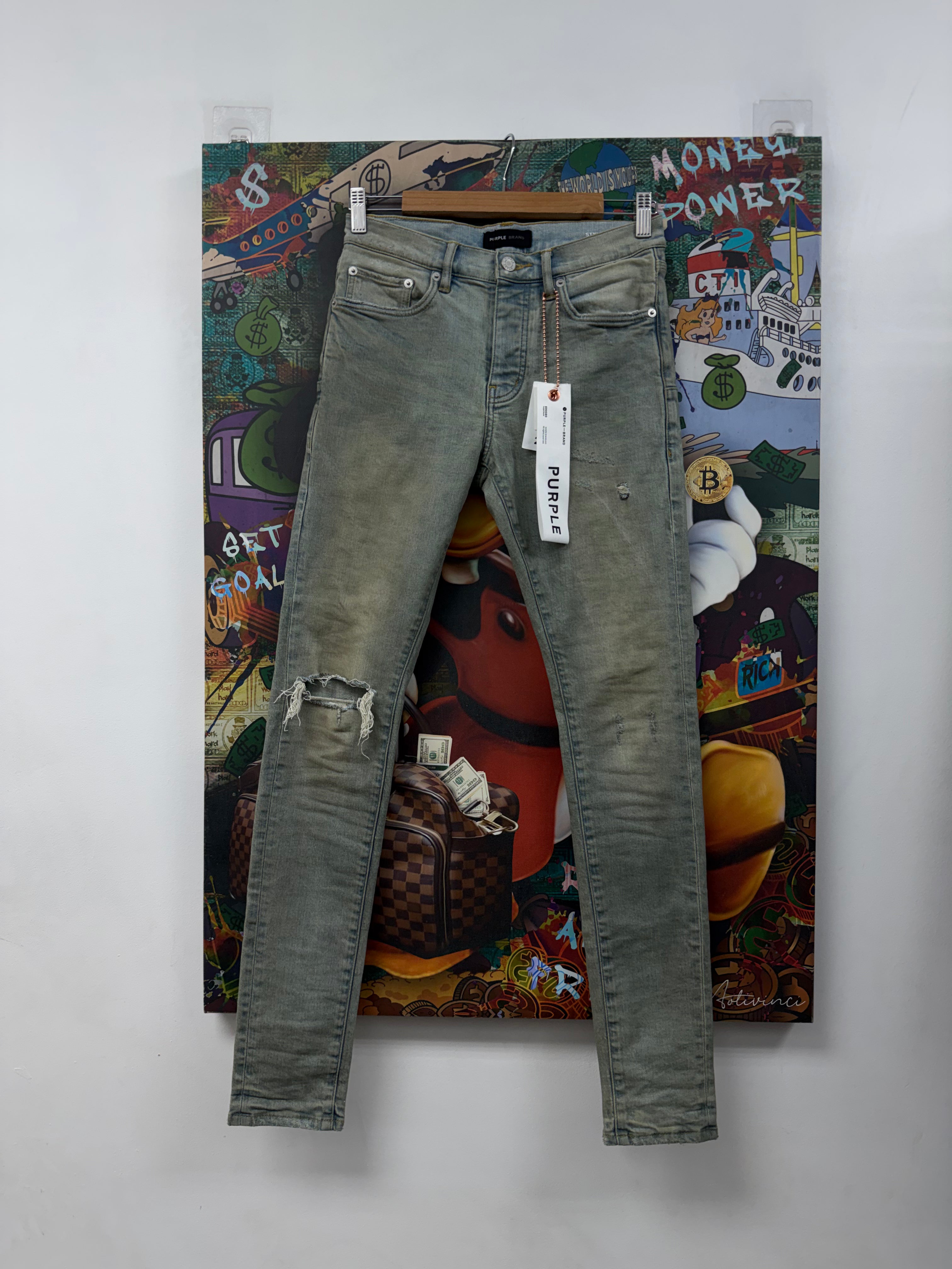 Purple Brand Vintage Wash Knee Ripped Jeans