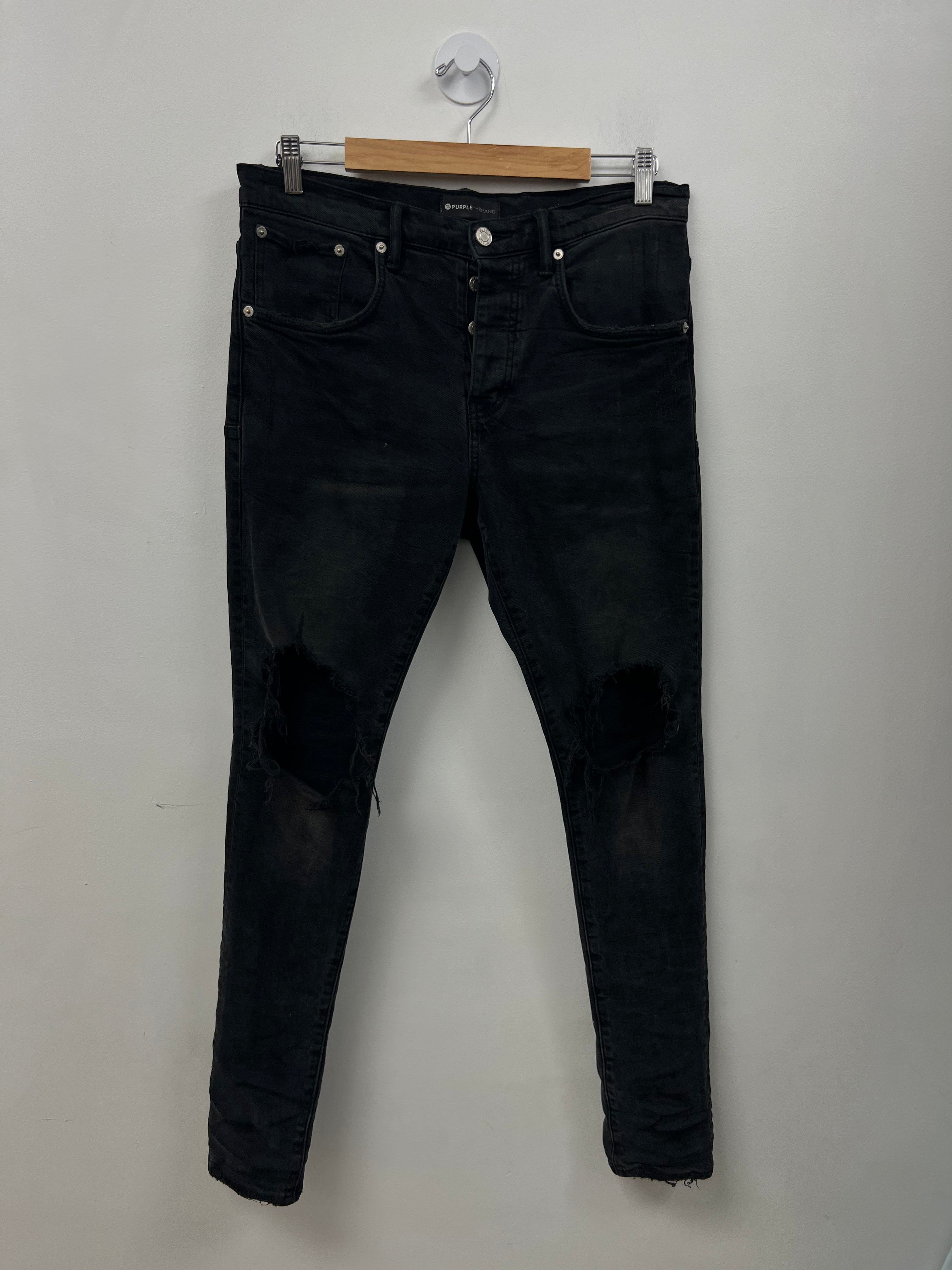 Purple Brand Black Knee Rip Jeans