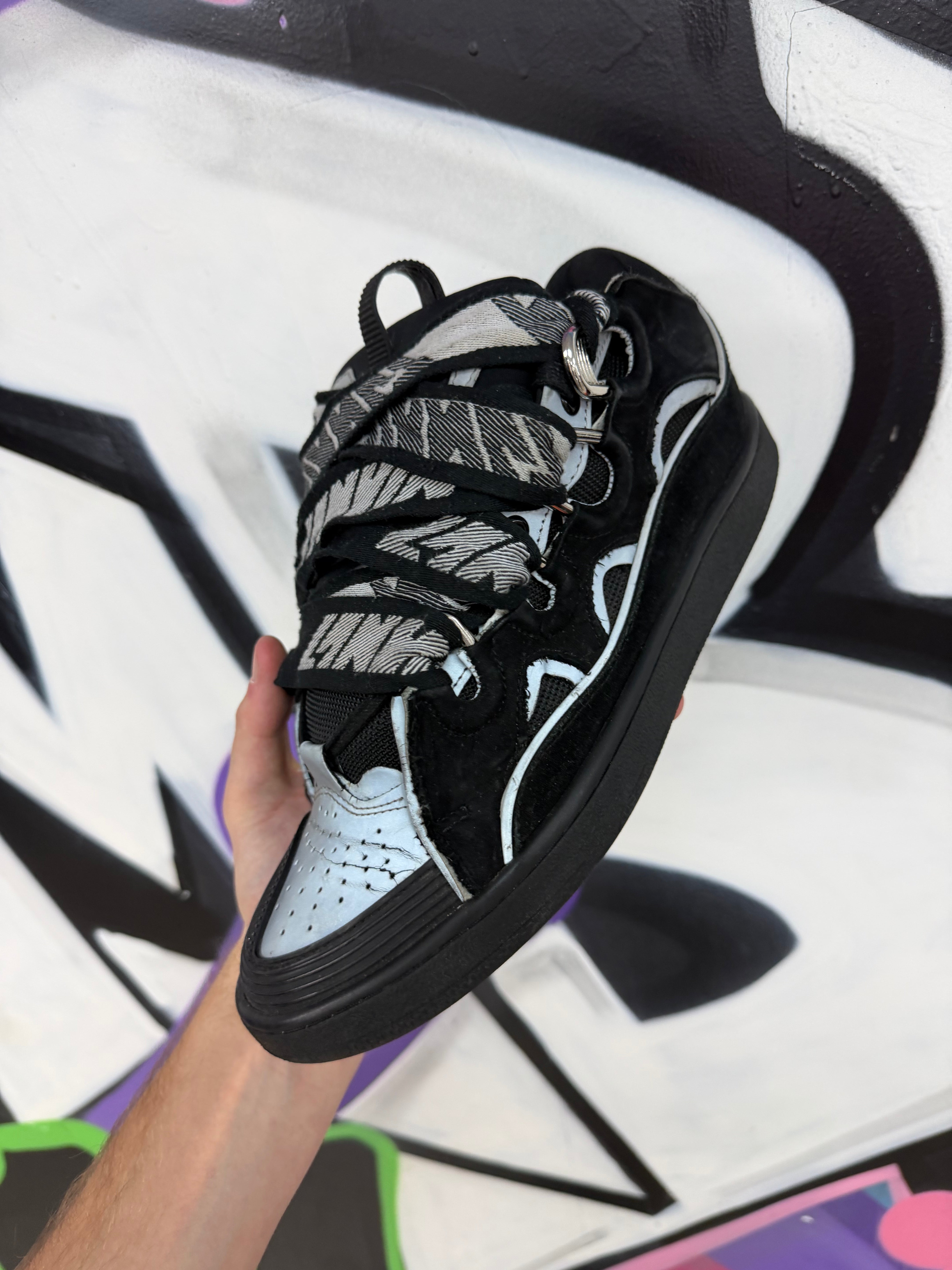 Lanvin Black Silver Curb Sneakers