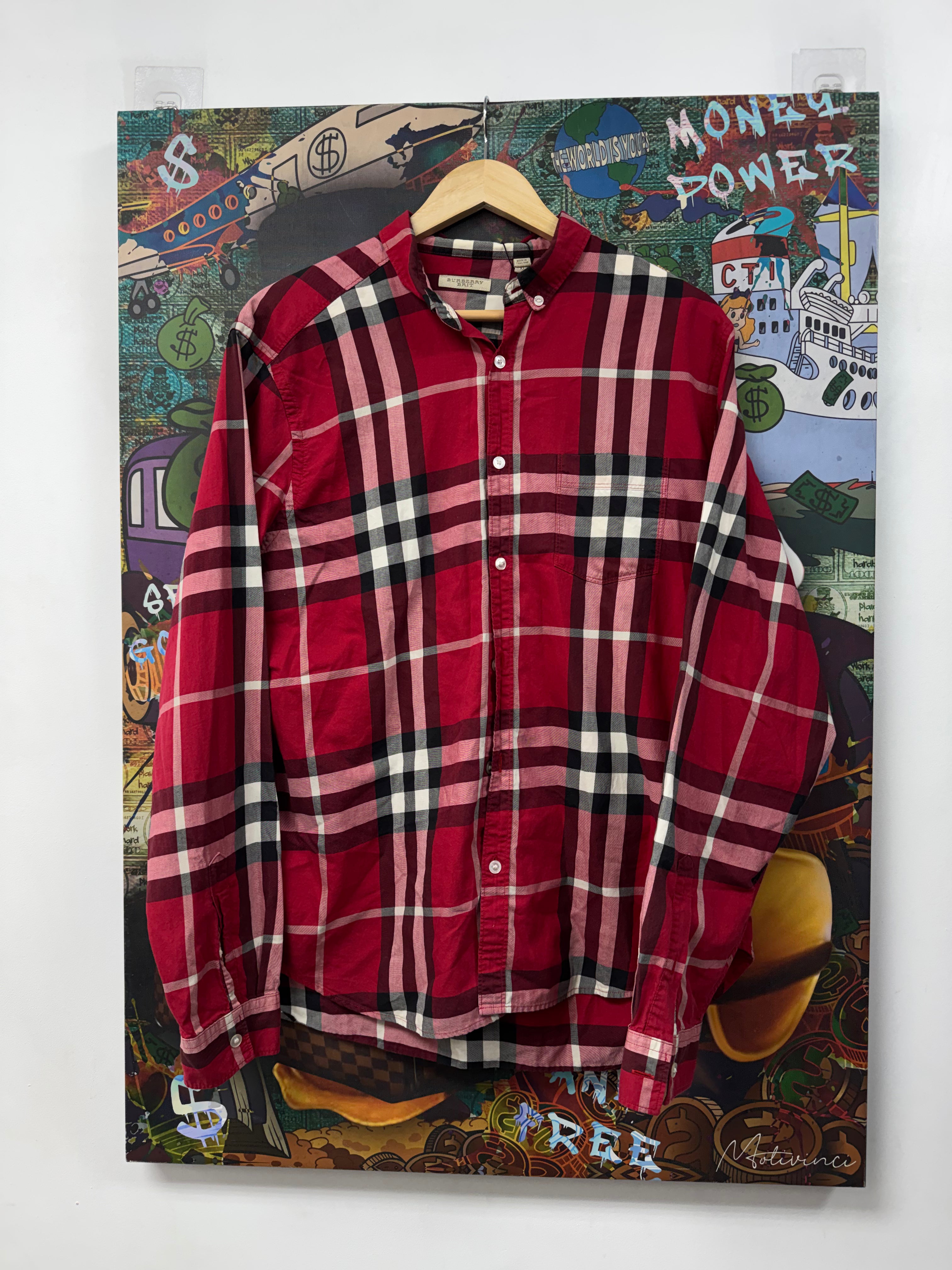 Burberry Red Plaid Button Up Shirt