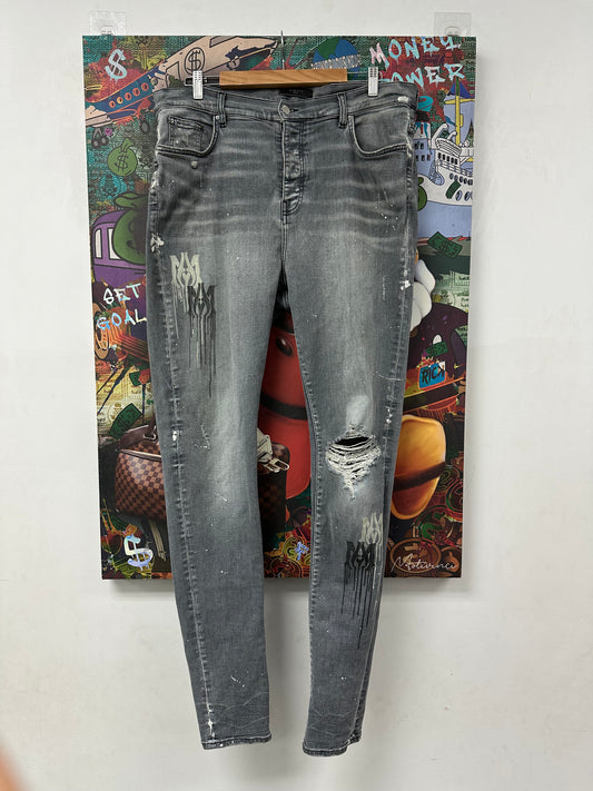 Amiri Jeans Grey Stencil Logo Used 40 N/A
