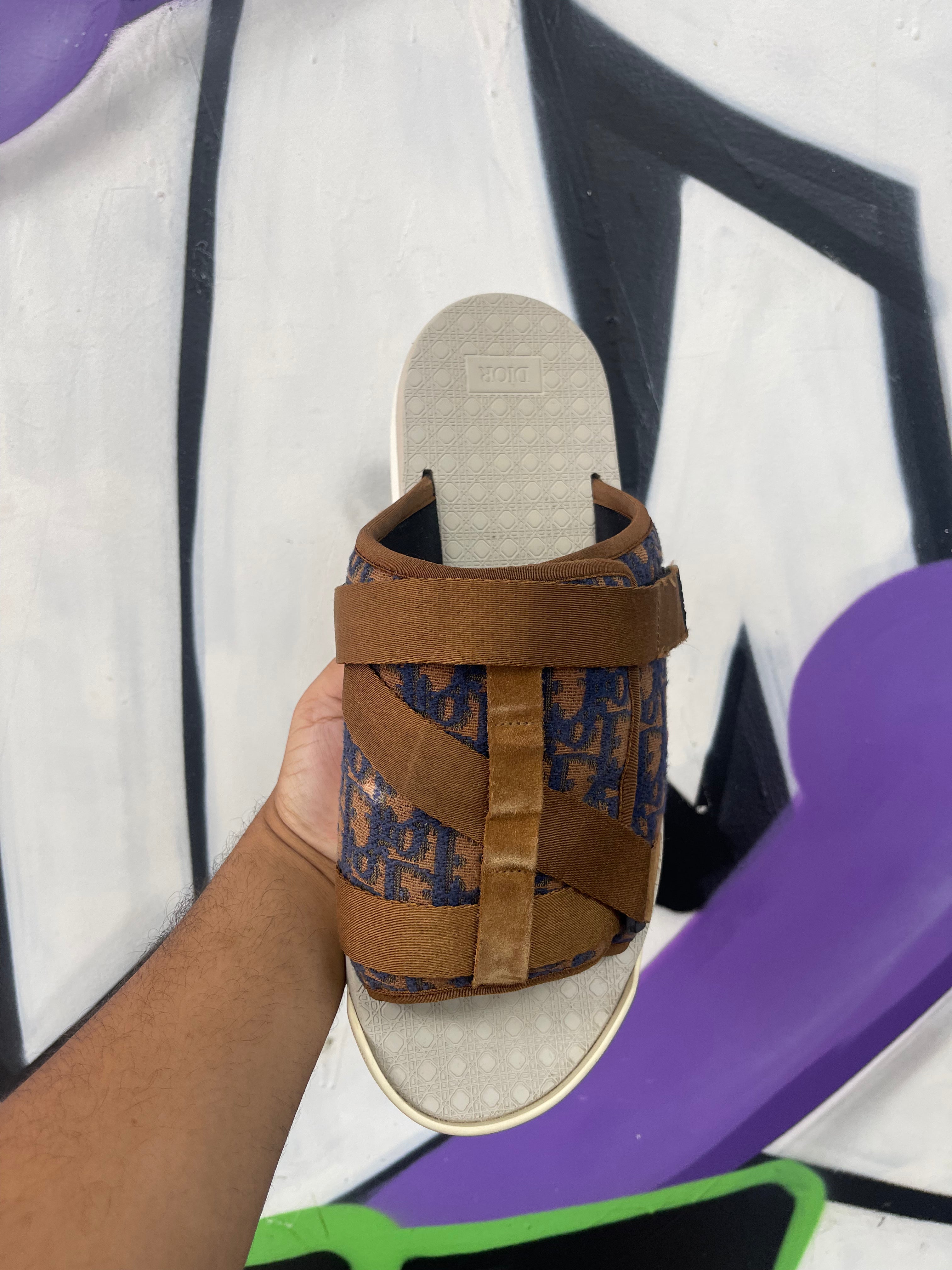 Dior Navy Brown Alpha Slides